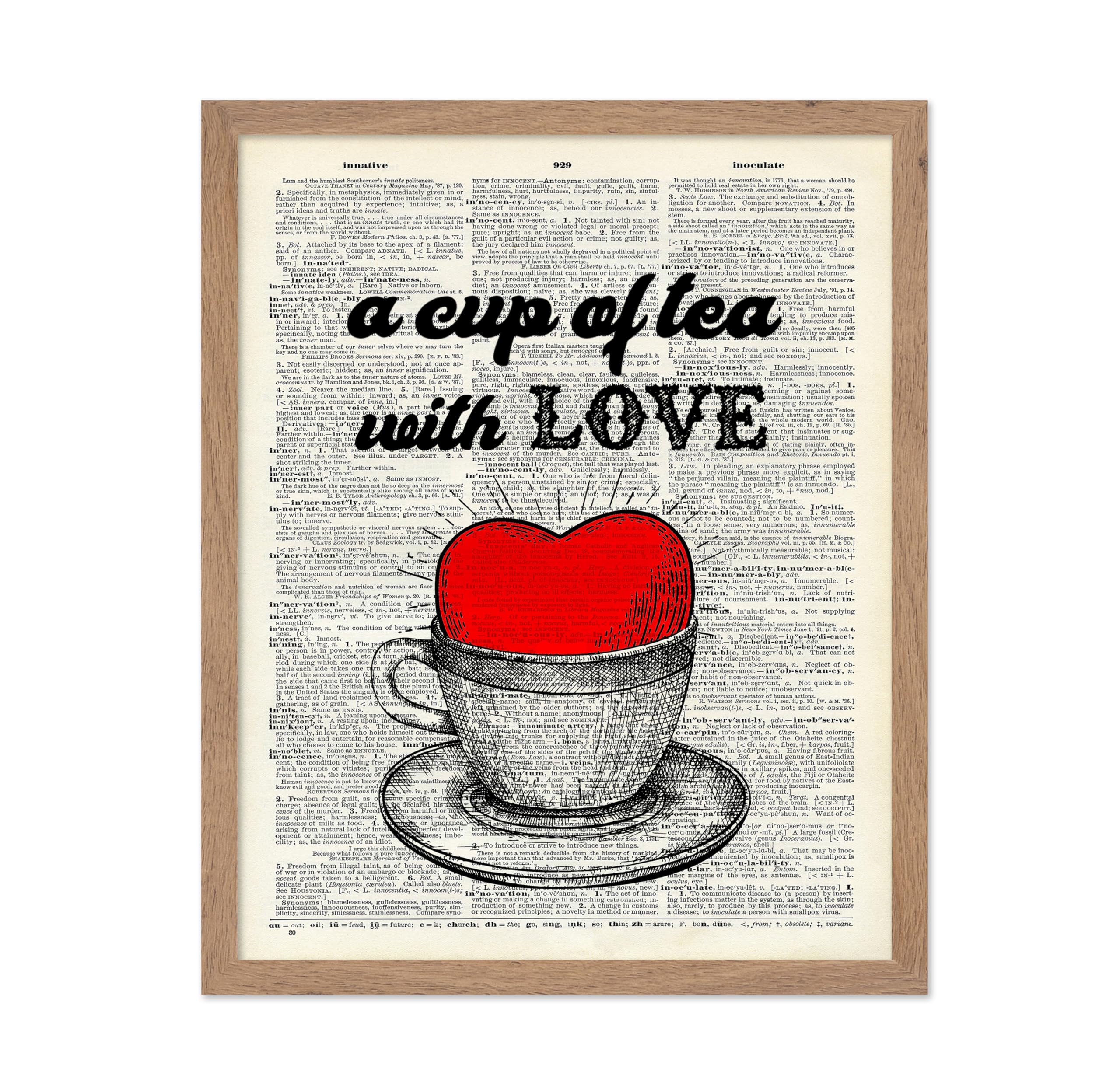 Poster Master Dictionary Art Poster - Retro You Are My Cup Of Tea Print - Read Heart in Teacup Art - Romantic Gift for Him, Her,