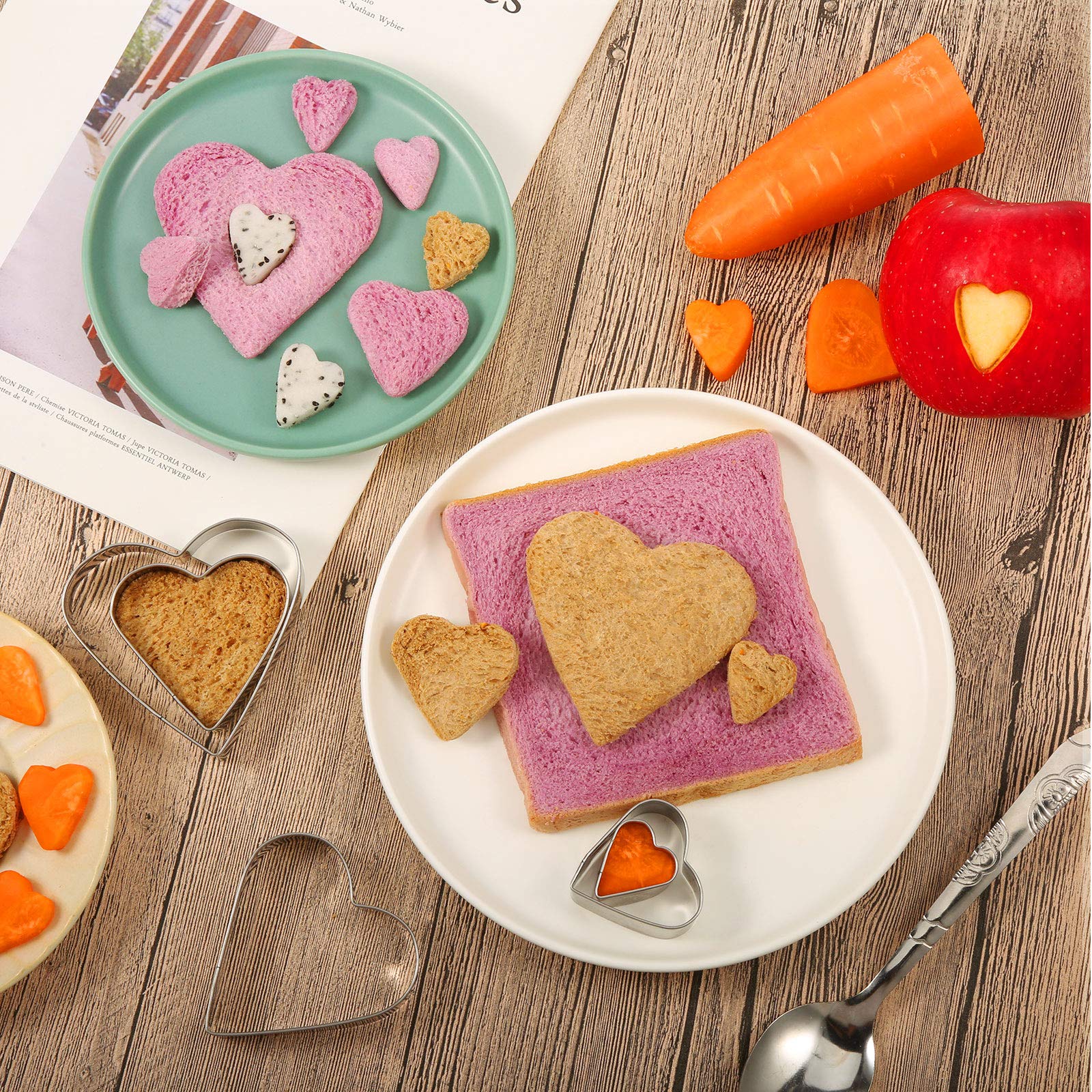 5 Pieces Heart Shape Cookie Cutter Set Valentine Cookie Cutter Stainless Steel Heart Cutter Valentine'S Day Present For Sandwich