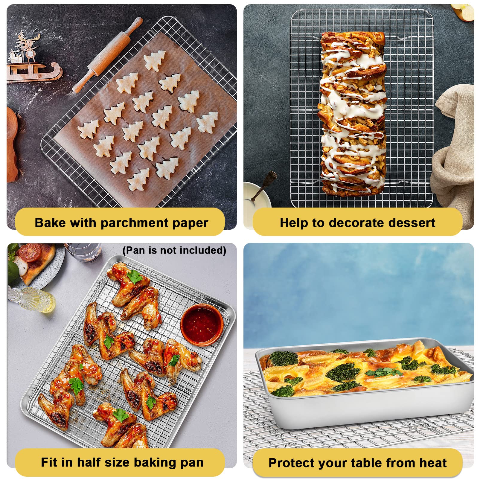 P&P Chef Baking Racks For Cooking, 2-Pack 16.6 Inch Cooling Rack, Stainless Steel Grid Rack Cooling Rack For Even Cook, Oven & D