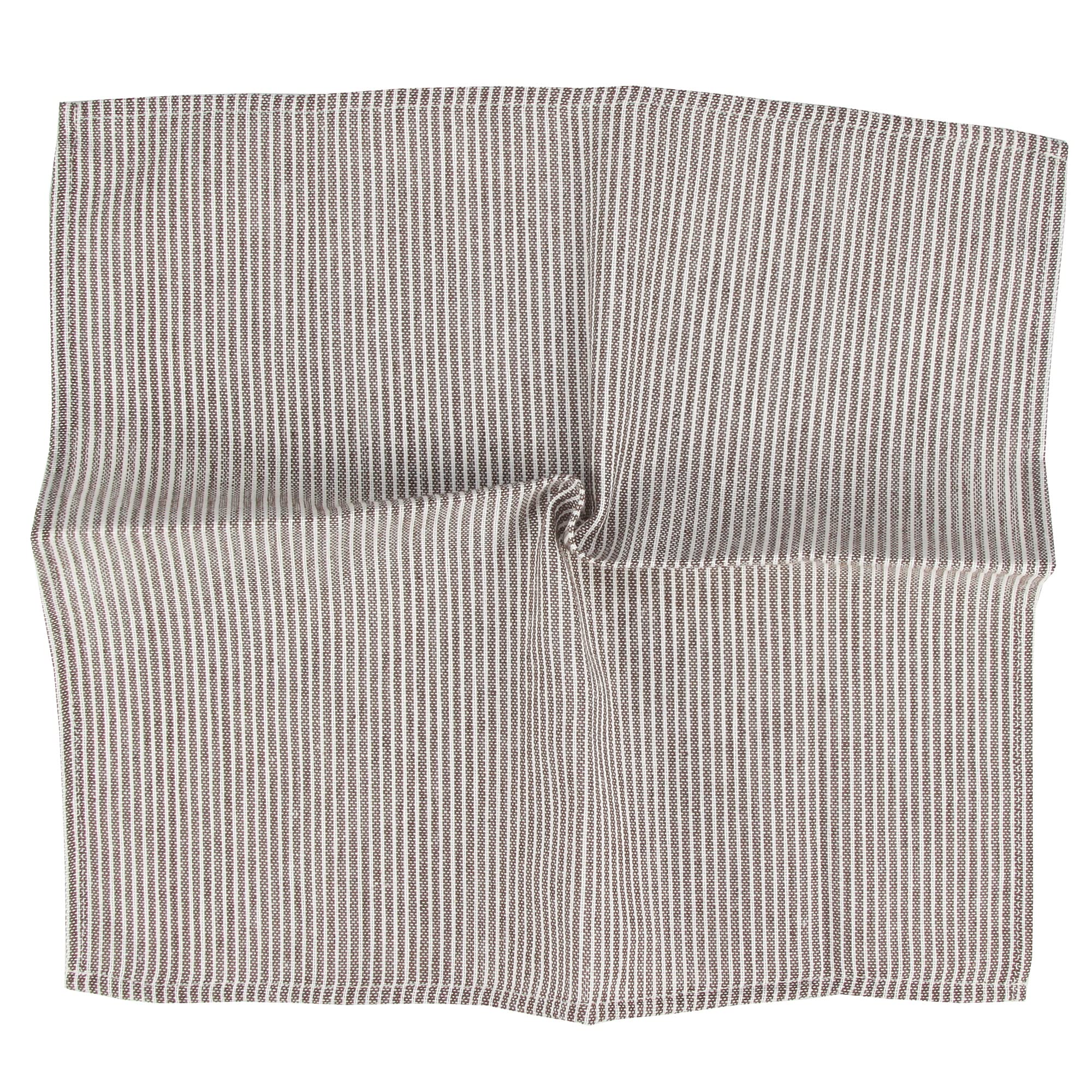 Infei Narrow Striped Cotton Linen Blended Dinner Cloth Napkins - Set Of 12 (40 X 40 Cm) - For Events & Home Use (Brown)