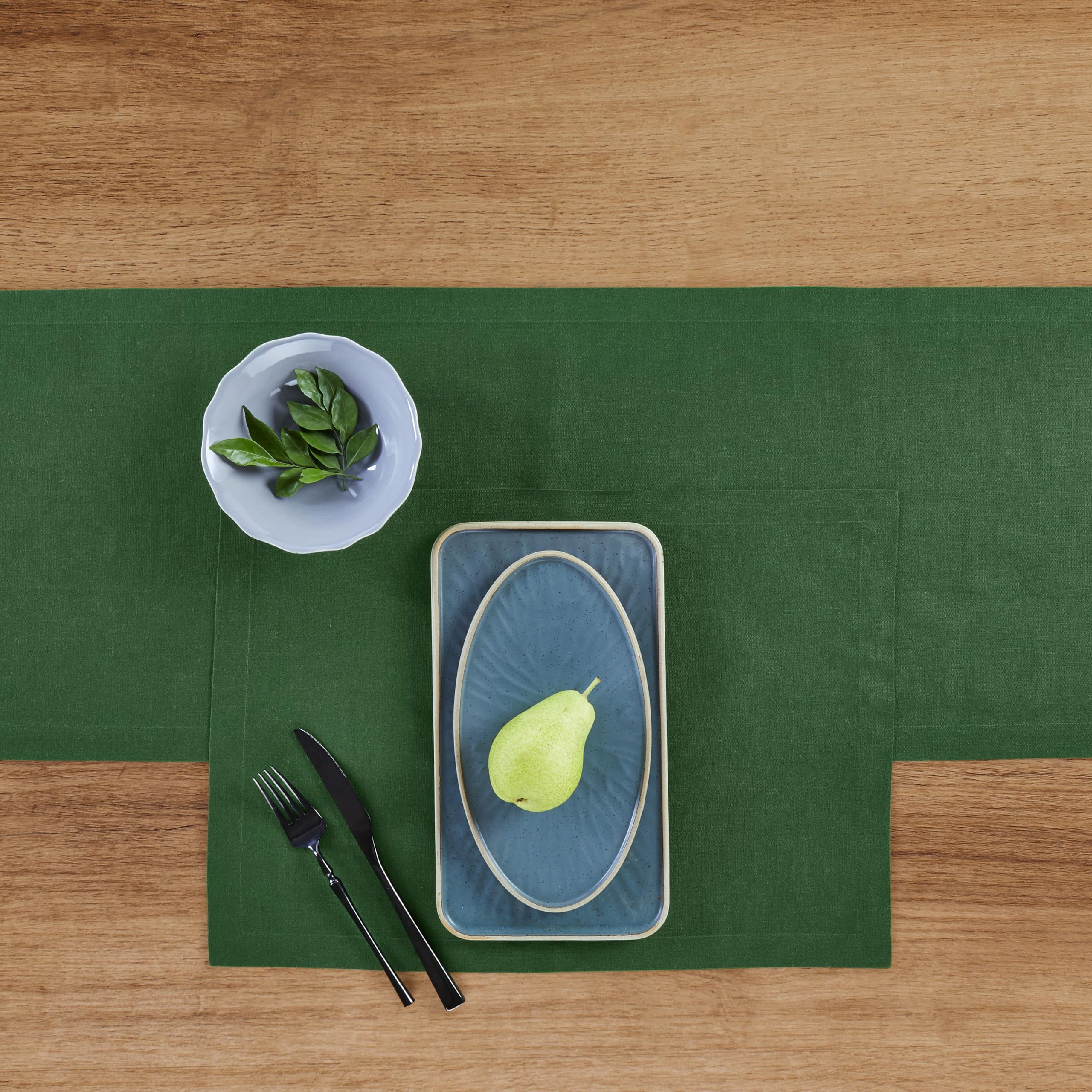 Solino Home Linen Pine Green Table Runner 108 Inches Long - 100% Pure Linen 14 x 108 Inch Table Runner for Fall, Autumn, Thanksg