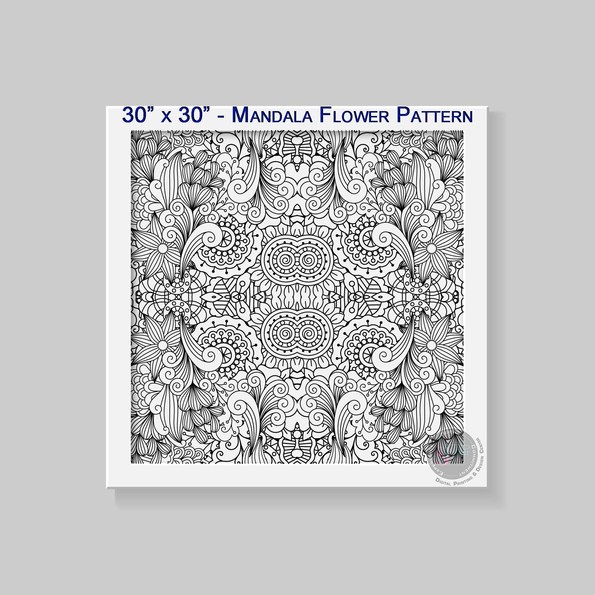 SJPRINTER Giant Coloring Poster - Square Flower Mandala, 30"x30", Paper - Ideal for Kids, Adults, Schools, and Family Activities