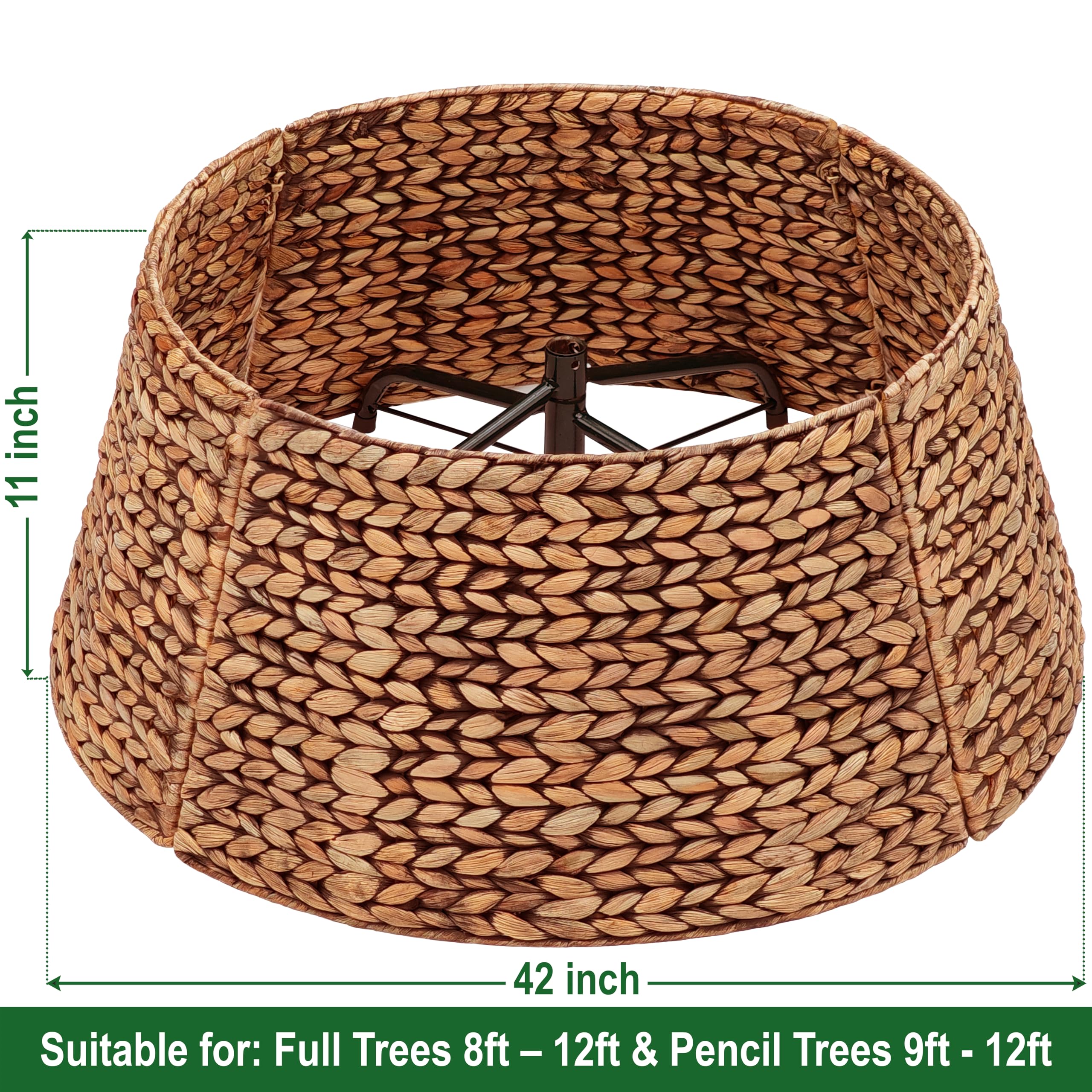 CENBOSS Rattan Christmas Tree Collar, Wicker Tree Skirt & Stand Base Cover (Brown Wash, 42 inch)