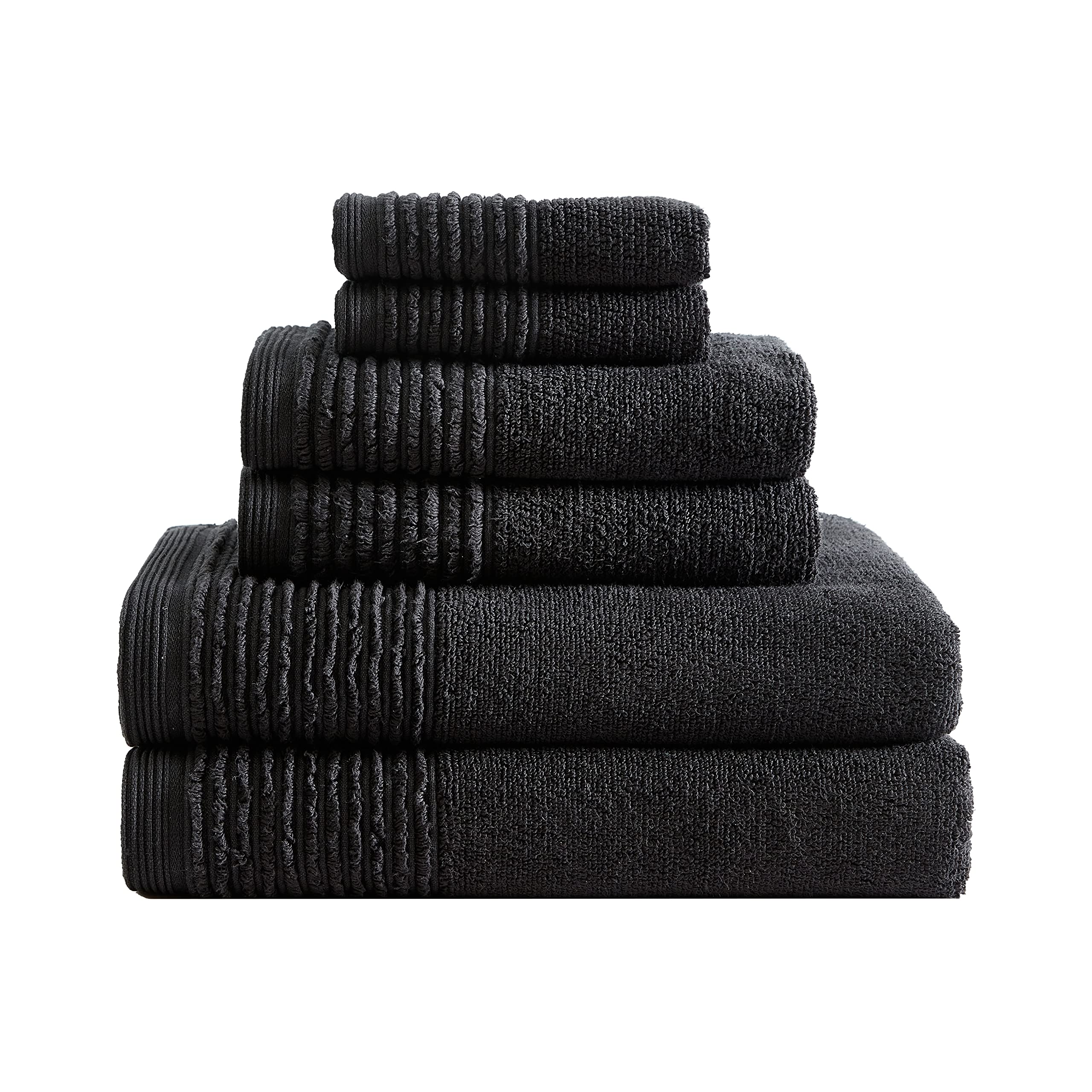 Vera Wang - Bath Towels Set, Luxury Cotton Bathroom Decor, Highly Absorbent & Medium Weight, Oeko-Tex Certified (Sculpted Pleat