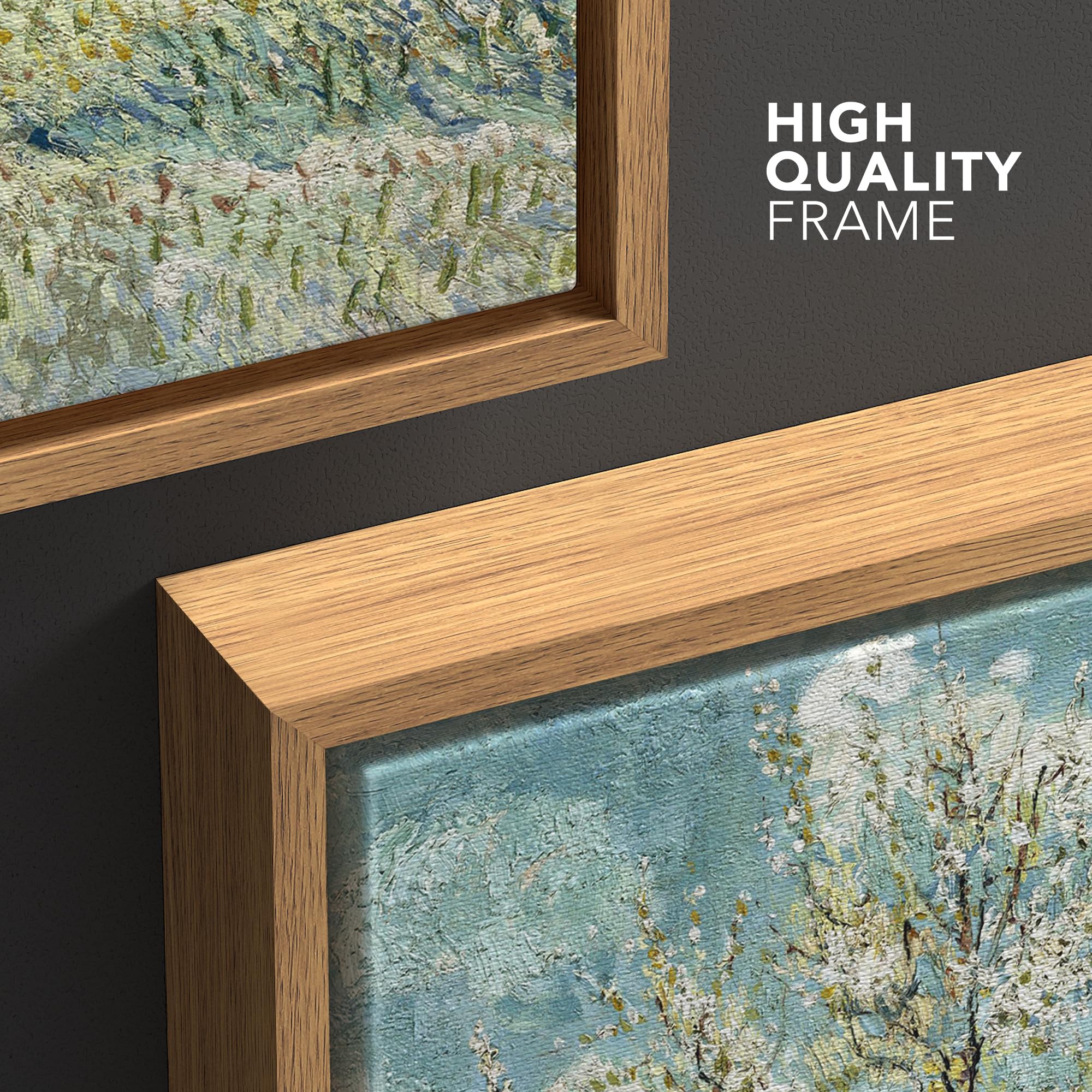 Wall26 The Pink Peach Tree By Vincent Van Gogh - Framed Canvas Print Wall Art Famous Oil Painting Reproduction - 24''X36'' Natur