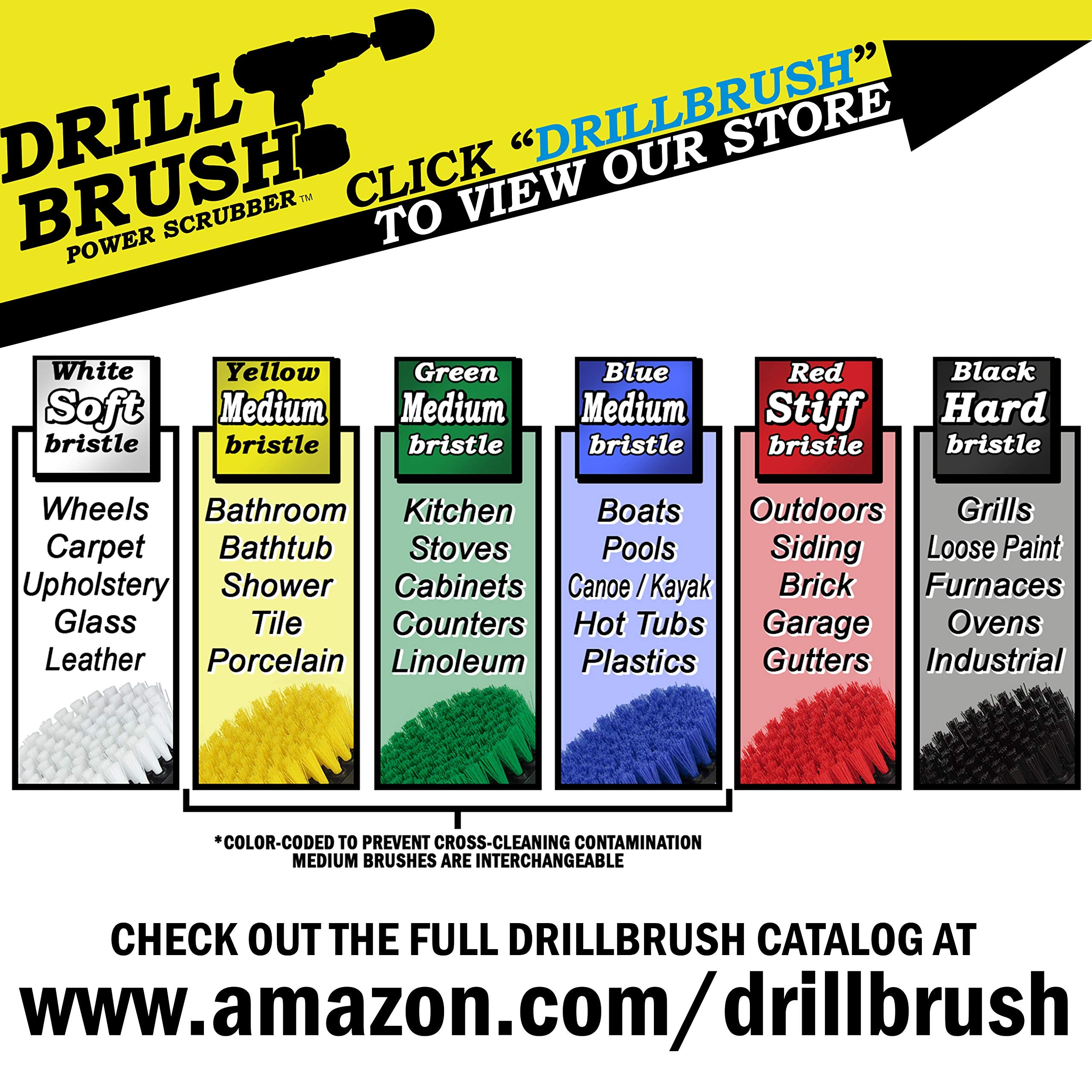 Drillbrush Black - Grill Brush - Grill Tools Clean Gas Grills  Electric Smokers  Charcoal Grills  Oven Racks  and Fireplace Grates - Drill Power Brush Cleans Baked or Burned on Food