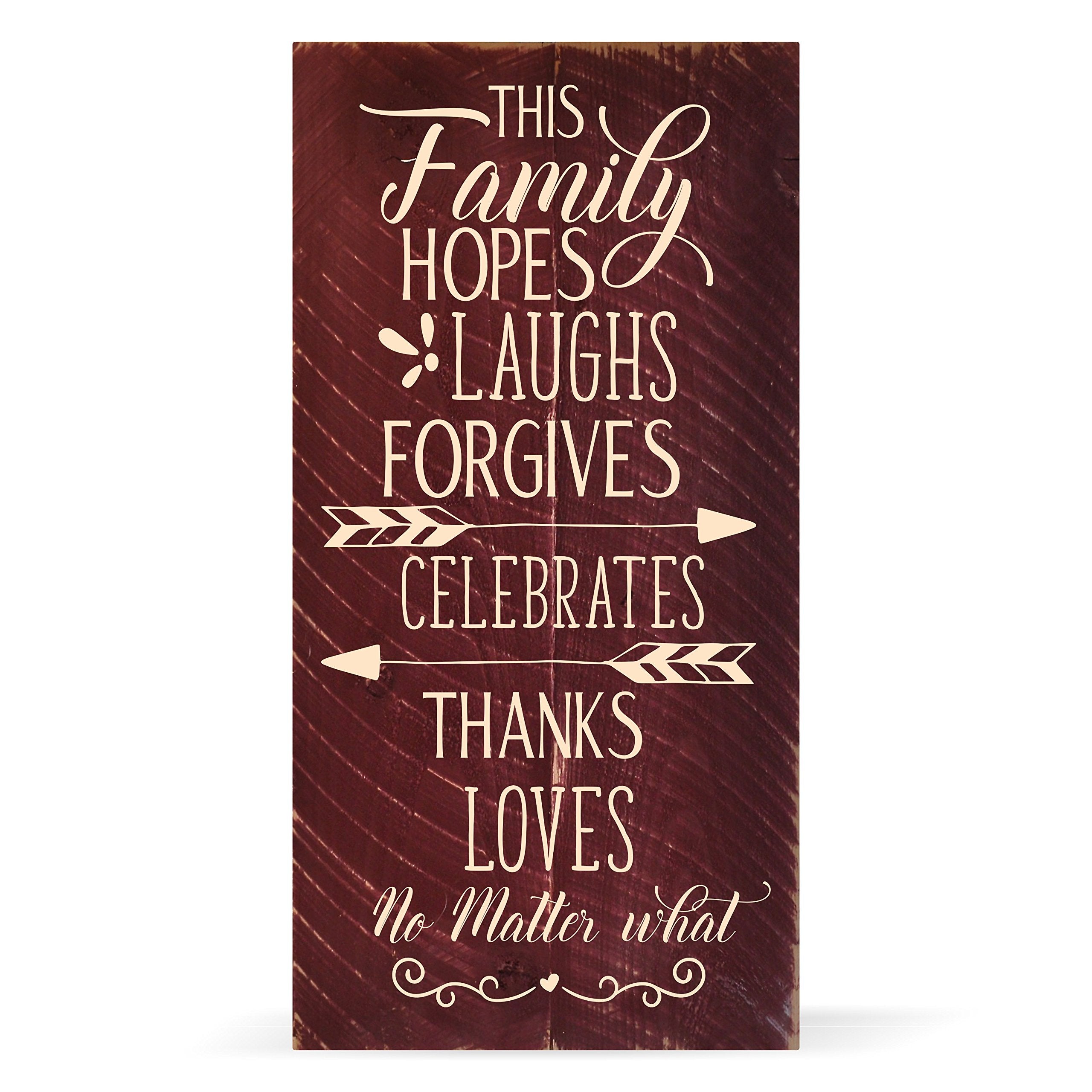 This Family Hopes Laughs Forgives Celebrates Wood Wall Sign 9x18