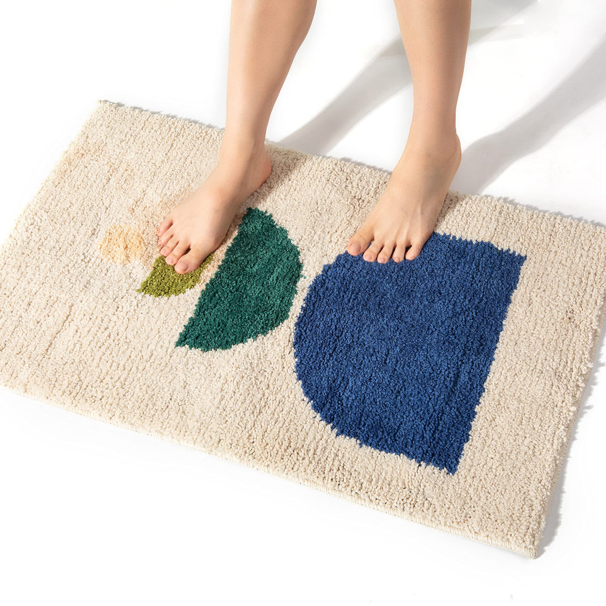 Dbjoy Boho Bathroom Rugs Non-Slip Abstract Bath Rugs Microfiber Cute Mat Black Washable For Tube/Washbasin/Toilet (Beige-Sunrise