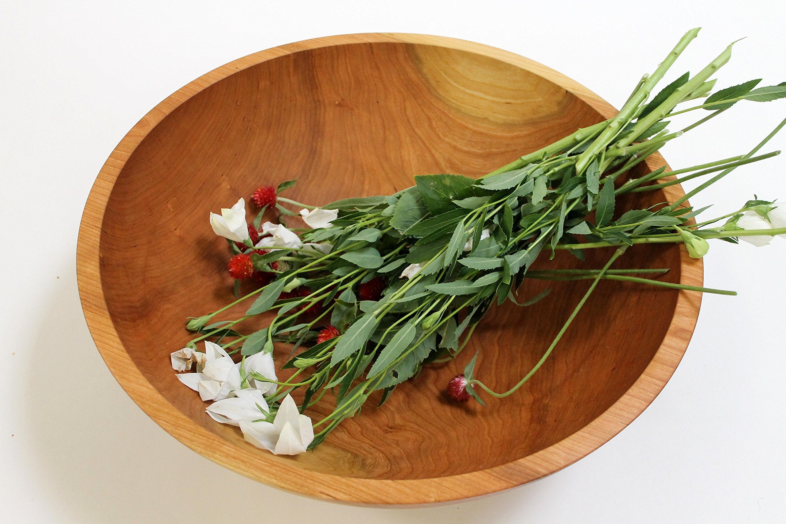 Holland Bowl Mill 17 Inch Solid Cherry Wood Salad Bowl - Natural Cherry Wood, Model 1, Perfect for Serving and Entertaining