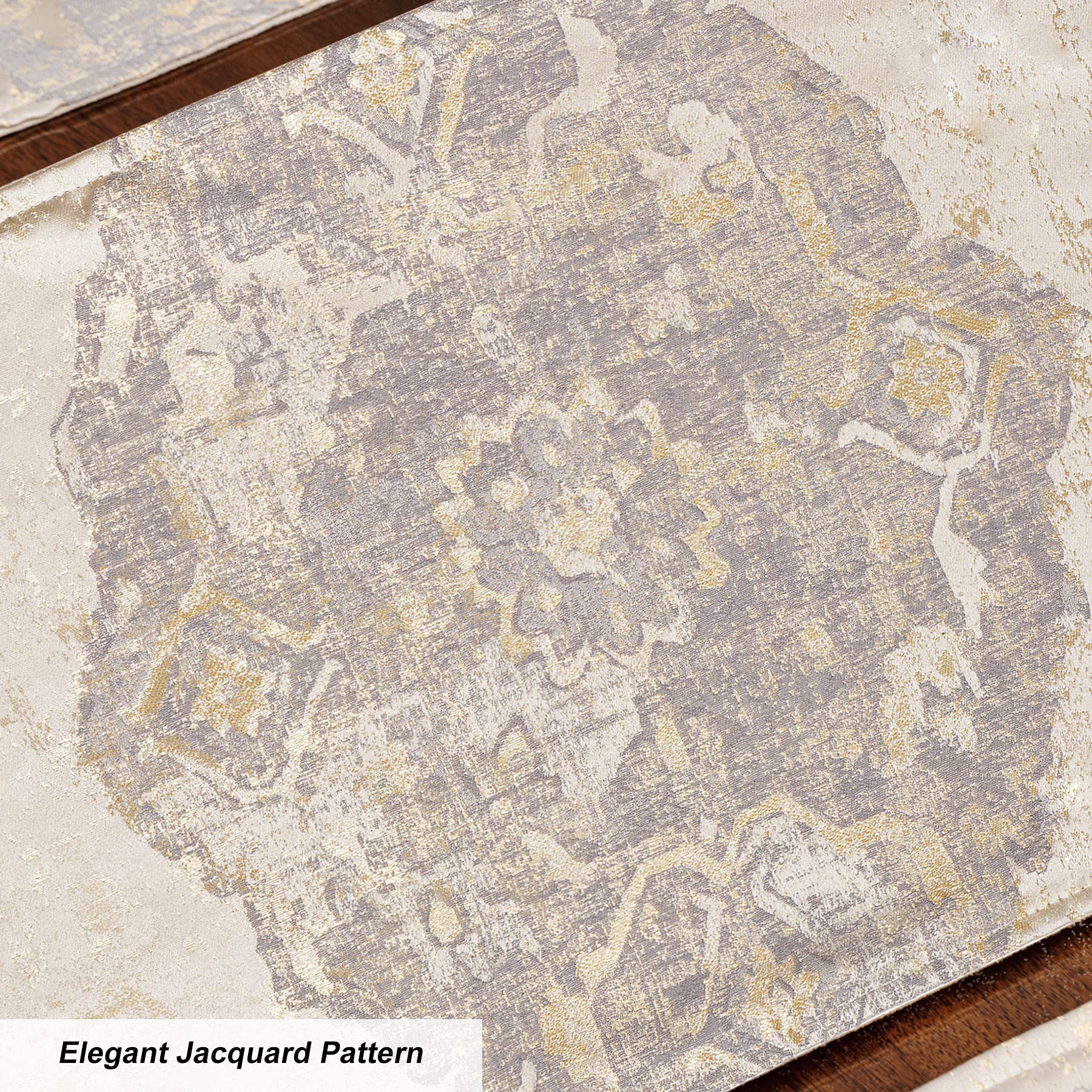 Loom And Mill Luxury Placemats, Set Of 4 Classic Damask Jacquard Table Place Mats For Dining Table Kitchen Room Holiday Banquet