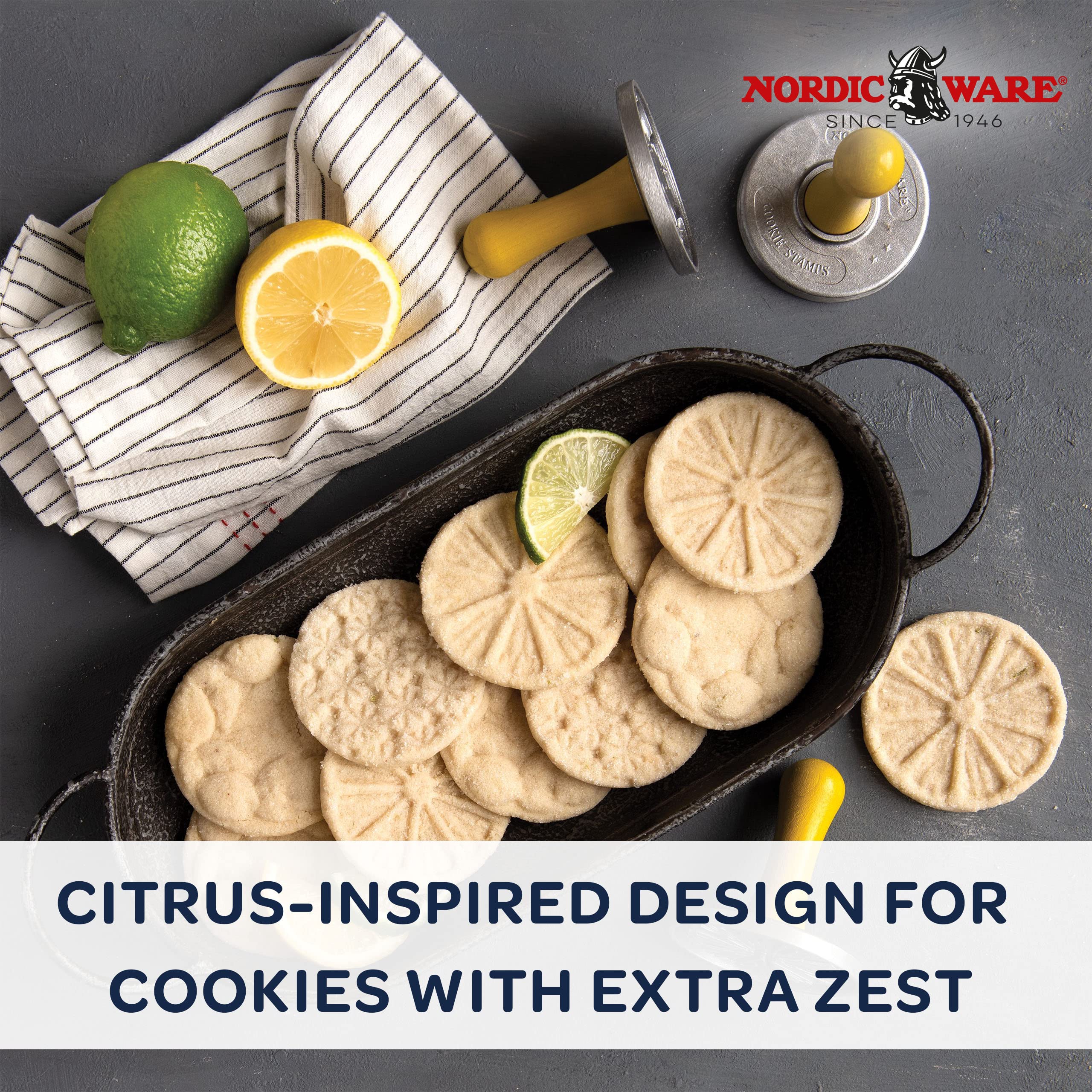 Nordic Ware 01265 Citrus Cookie Stamps, Set Of 3, Grey/Yellow