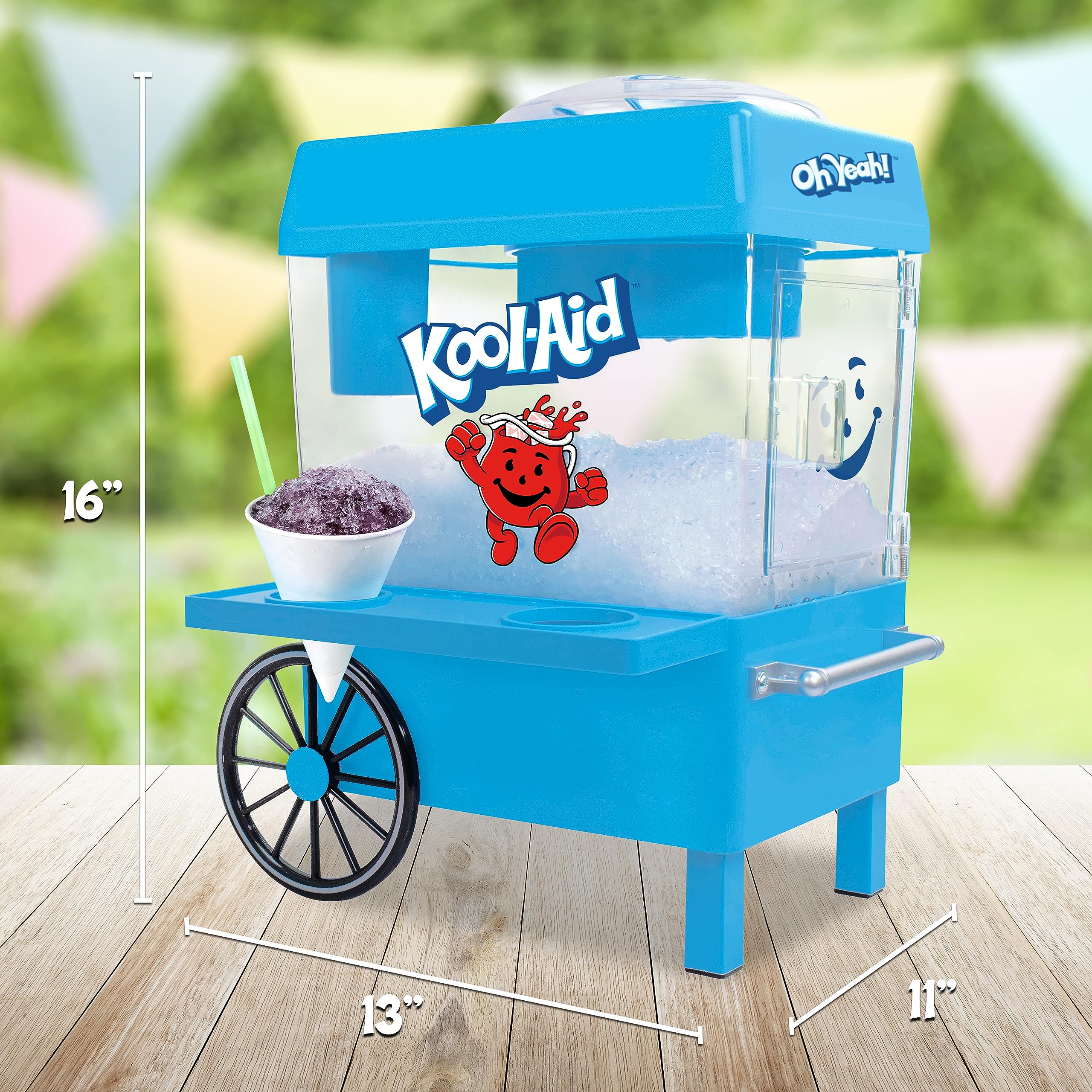 Nostalgia Kool-Aid Snow Cone Shaved Ice Machine - Retro Table-Top Slushie Machine Makes 20 Icy Treats - Includes 2 Reusable Plas