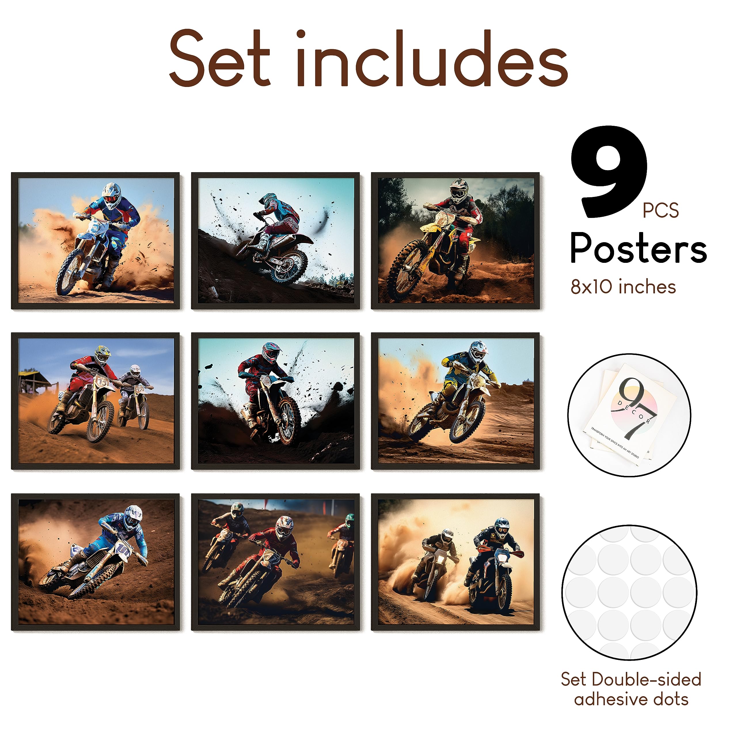 97 Decor Motocross Posters Wall Art Print - Dirtbike Decor For Boys Motocross Bedroom Picture Photo, Cool Motocross Room Decorat