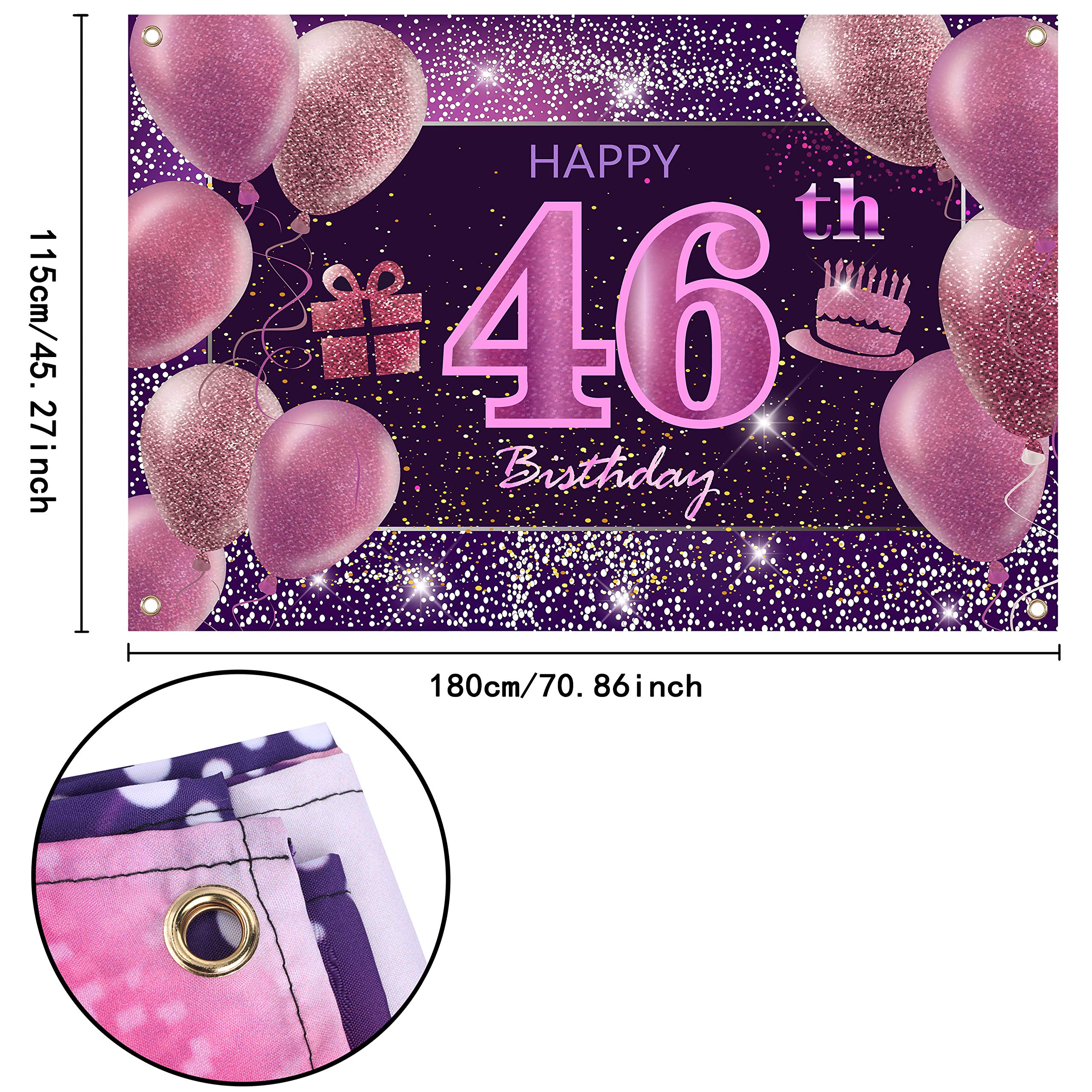 46Th Birthday Decorations For Girls Imisi Happy Birthday Banner Pink Decorations For A Party Birthday Backdrop For Women