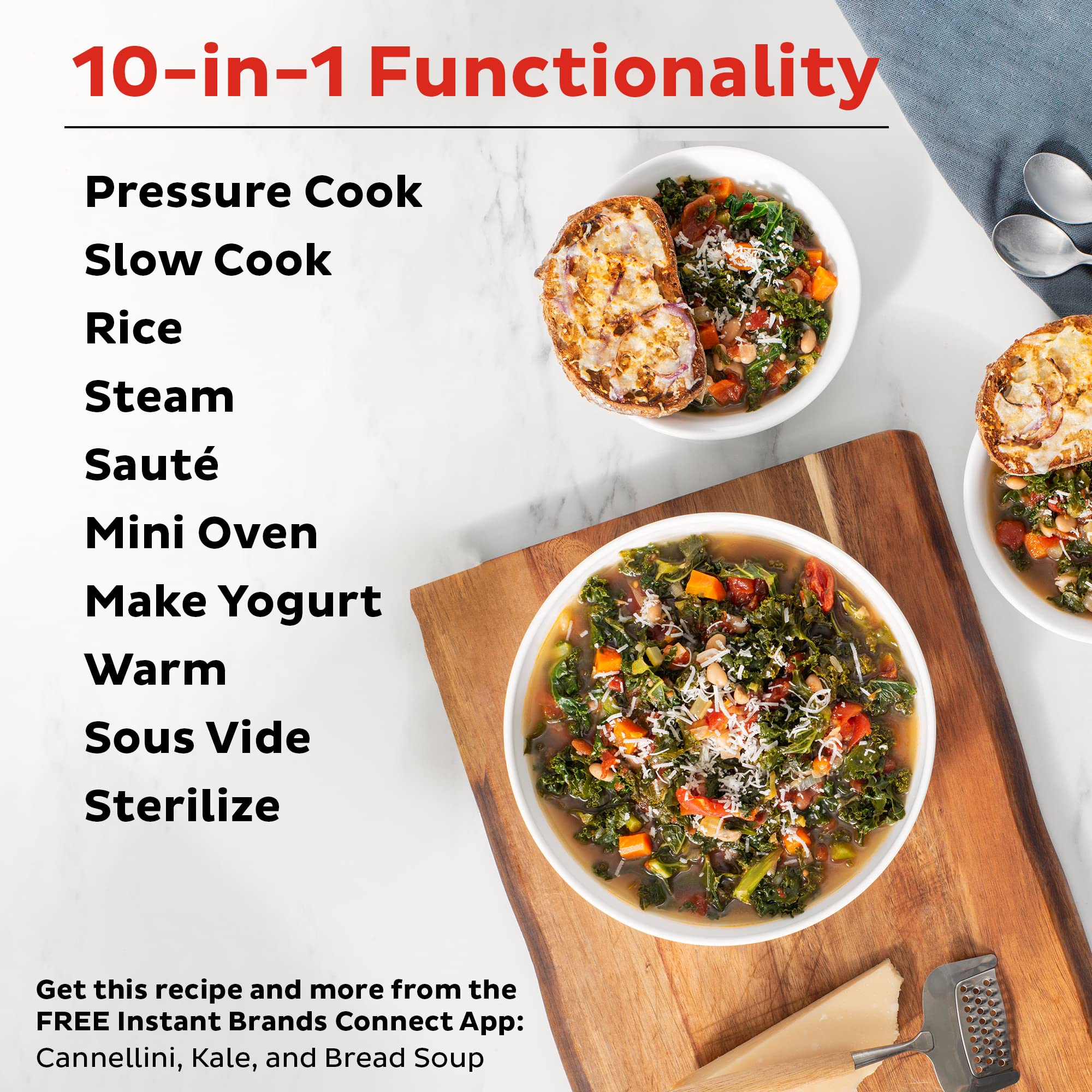 Instant Pot Pro 10-in-1 Pressure Cooker, 8 QT, Stainless Steel, Black, Model 113-0044-01, Includes 800+ Recipes
