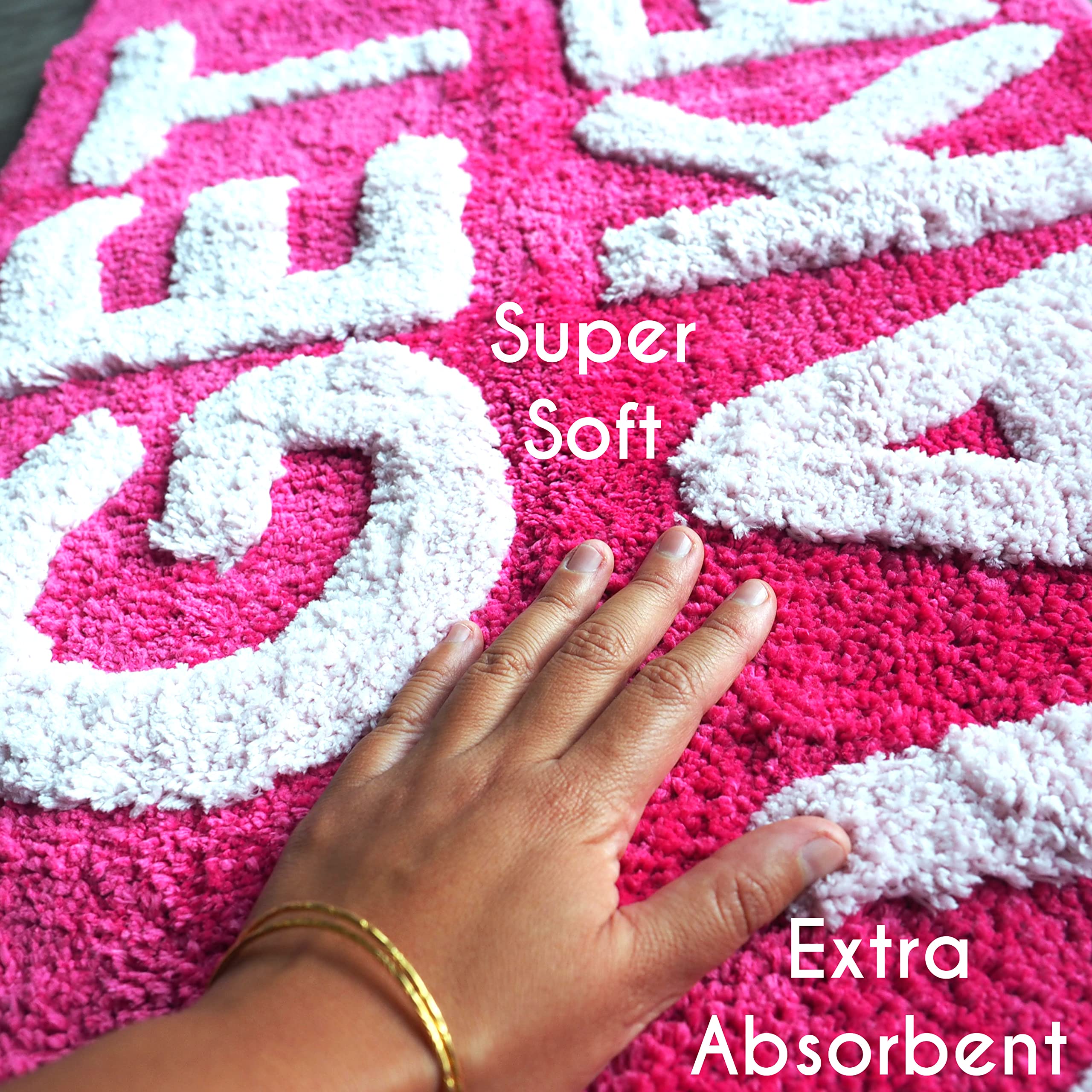 Evovee Get Naked Bath Mat Hot Pink with Light Pink Text Funny Cute Bathroom Rugs Magenta Peach Dark Pink Rug Shower Funny Bathroom Decor for Girls Women Fun Cute Non-Slip College Apartment