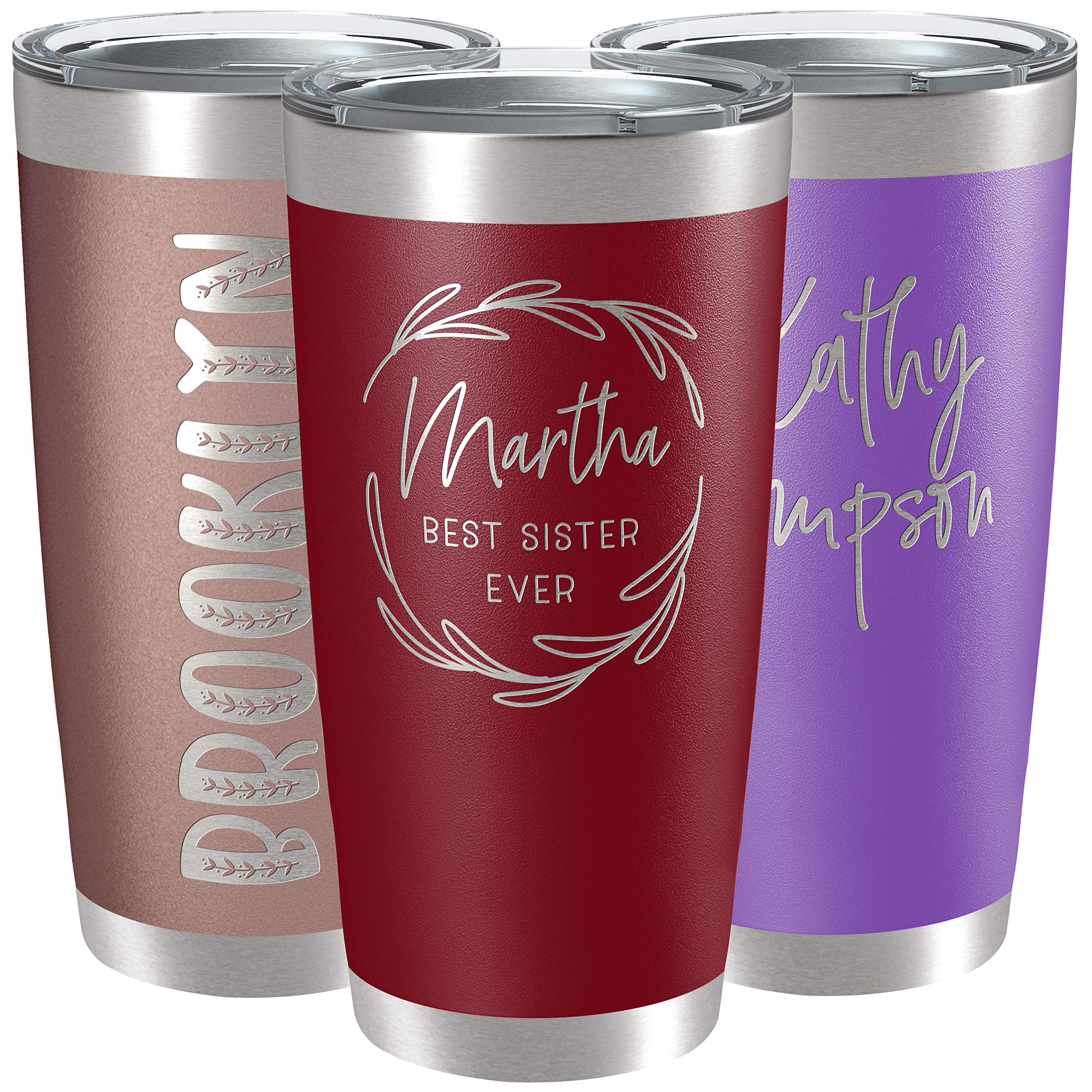 Personalized Tumblers, Stainless Steel 20 Oz Tumbler W/Lid I Personalized Cups Double Walled Insulated Coffee Cup For Travel - C