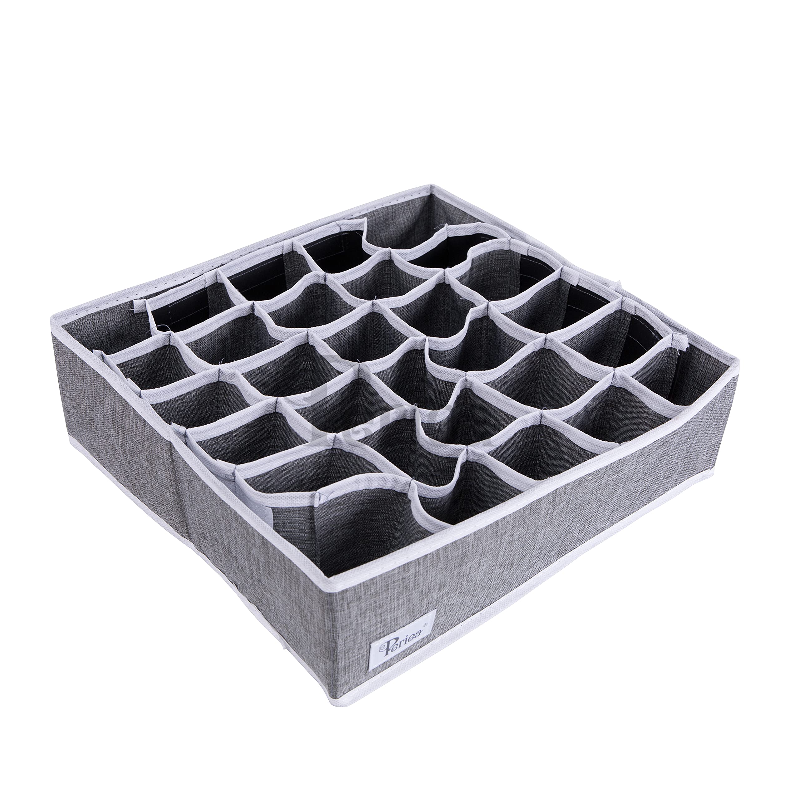 Periea Drawer Organizer Bedroom Underwear 30 Cell 'Fosy' (Premium, Silver Grey with White Piping)