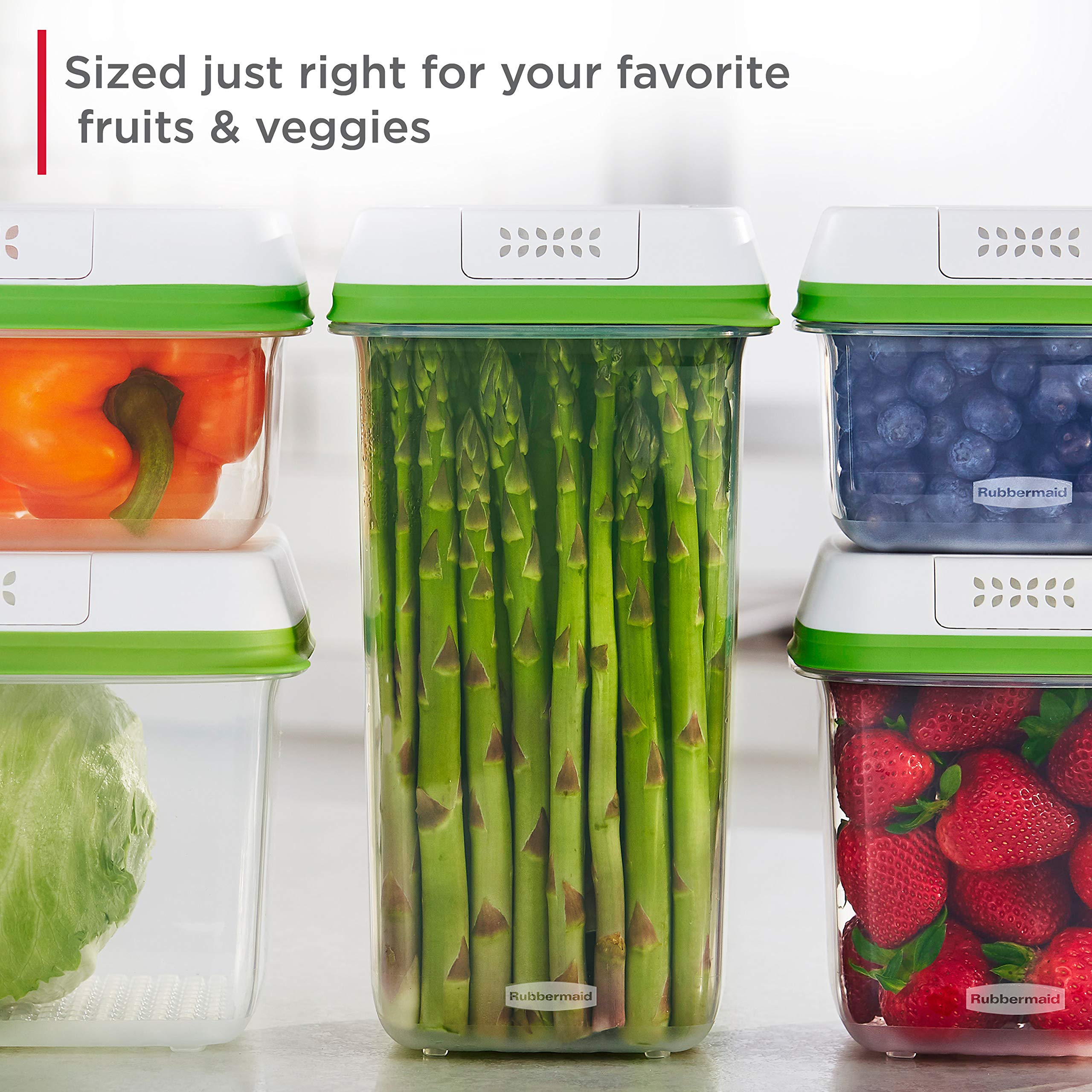 Rubbermaid FreshWorks Saver  Medium Produce Storage Containers  2-Pack  7.2 Cup  Clear