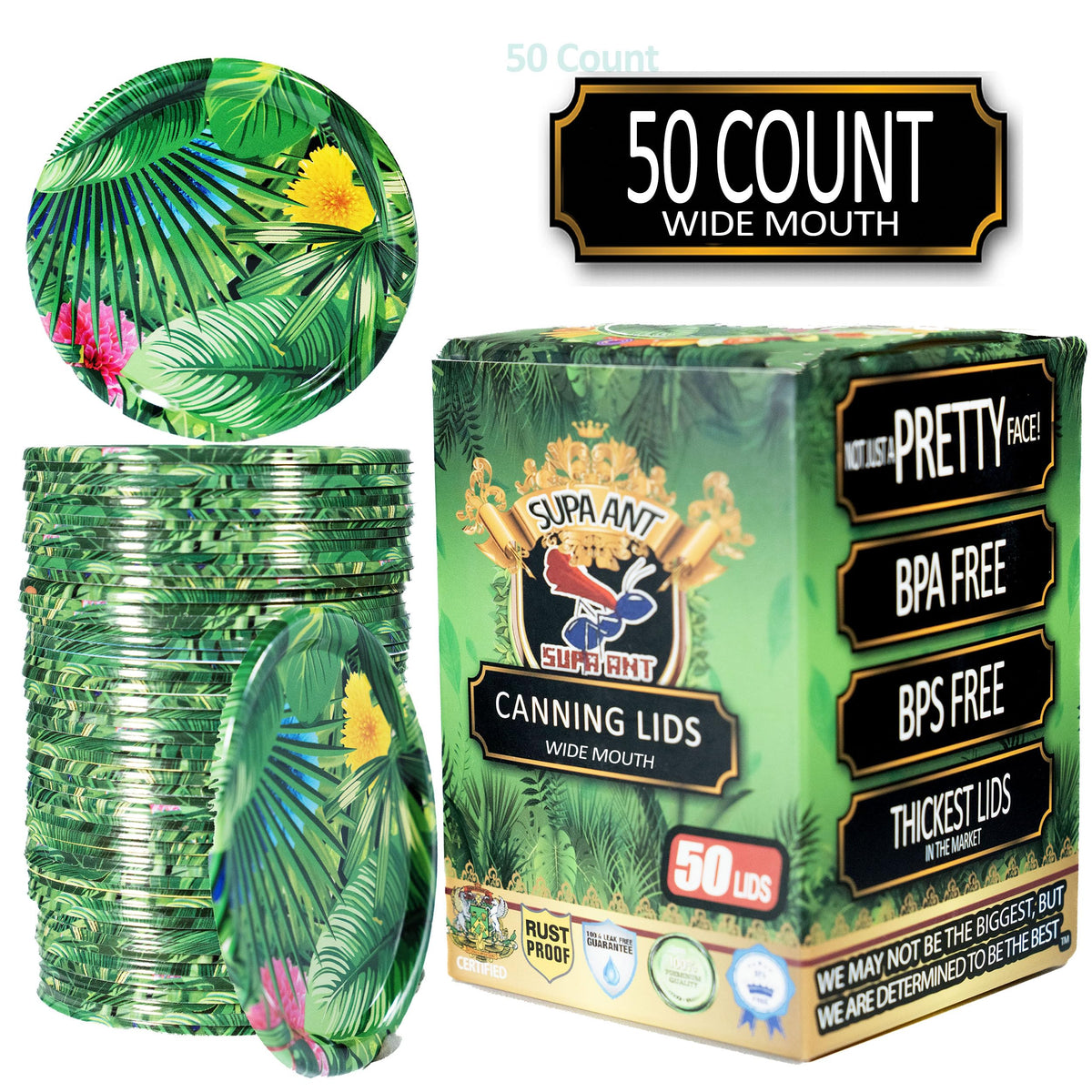 Canning Lids-Canning Lids Wide Mouth-Canning Jar Lids-Wide Mouth Canning Lids-Can Lids-Jar Lids- For Jars Canning Lids 50Pk (Tro