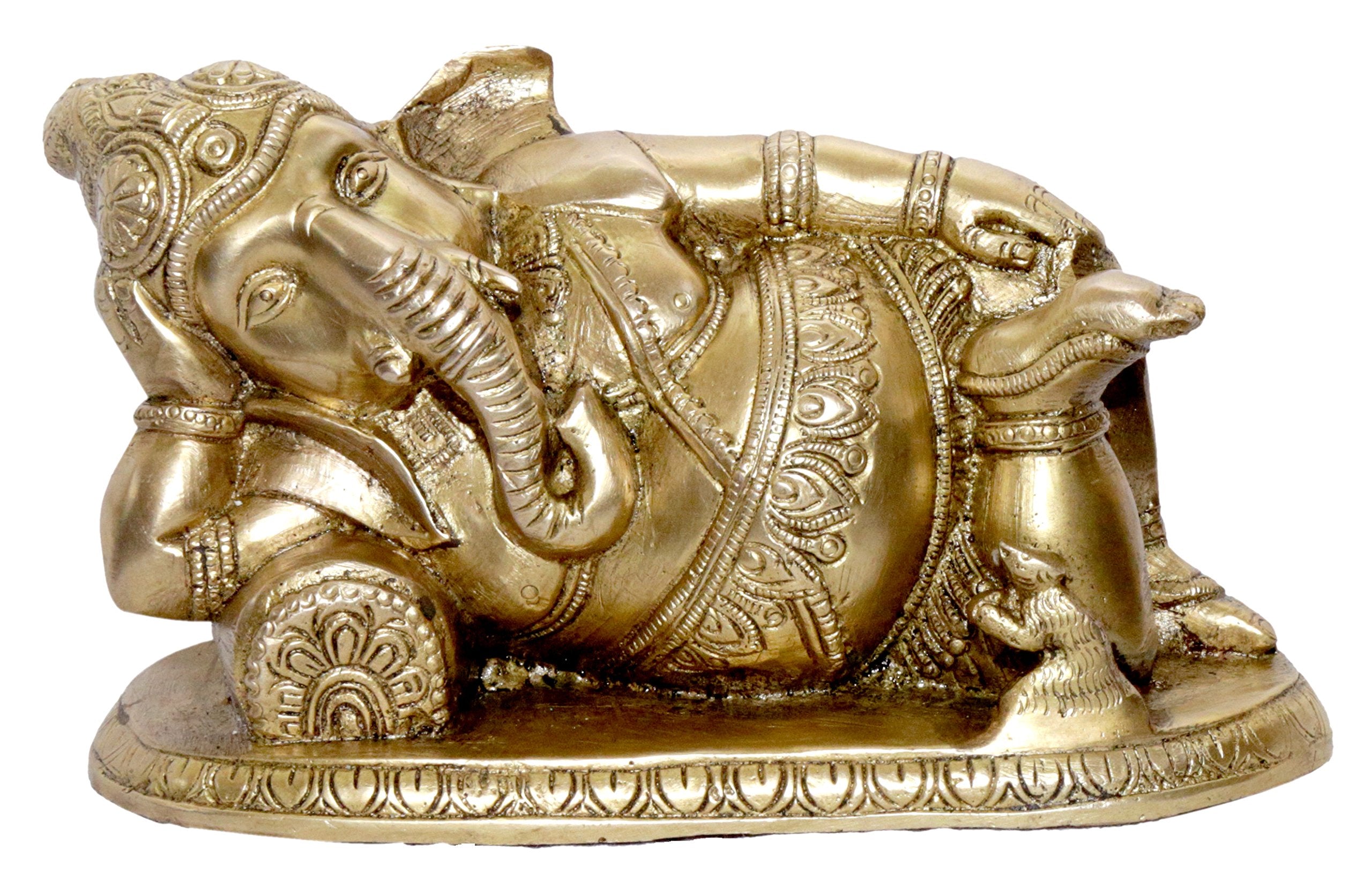 Kalarambh Brass Ganesha/Ganesh/Ganpati Idol Murti Statue For Home Pooja Puja Mandir Decor Collectible Handicraft Art, Yellow, 7 