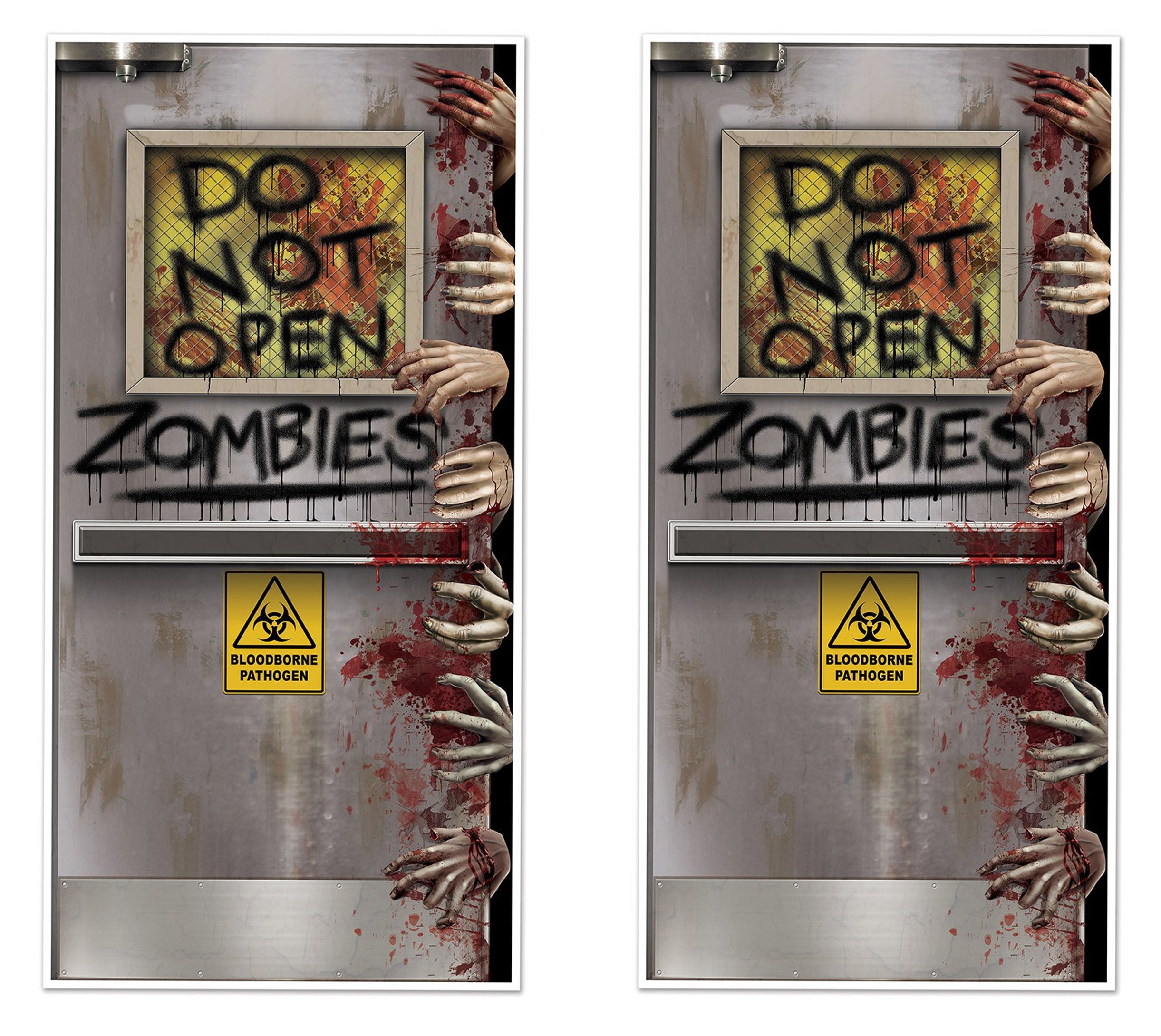Beistle Zombie Lab Door Covers, 5 X 30   , 2 Pieces - Plastic For Indoor & Outdoor Use - Easily Display - Halloween Decorations,