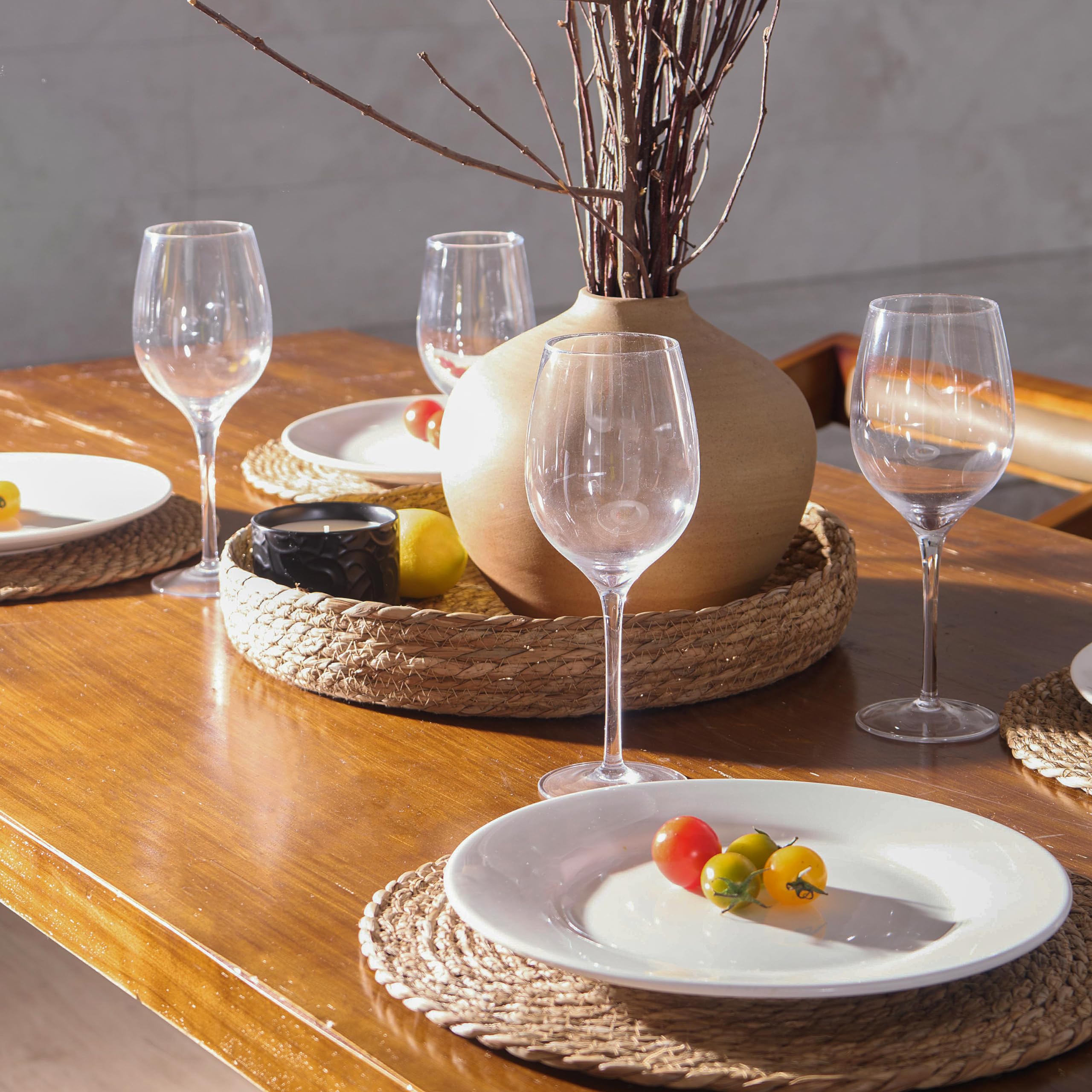 Art Pinecone Round Placemats Set Of 4, Woven Cattail Chargers For Dinner Plates, Non-Slip, Heat Resistant Table Decor, Boho Farm