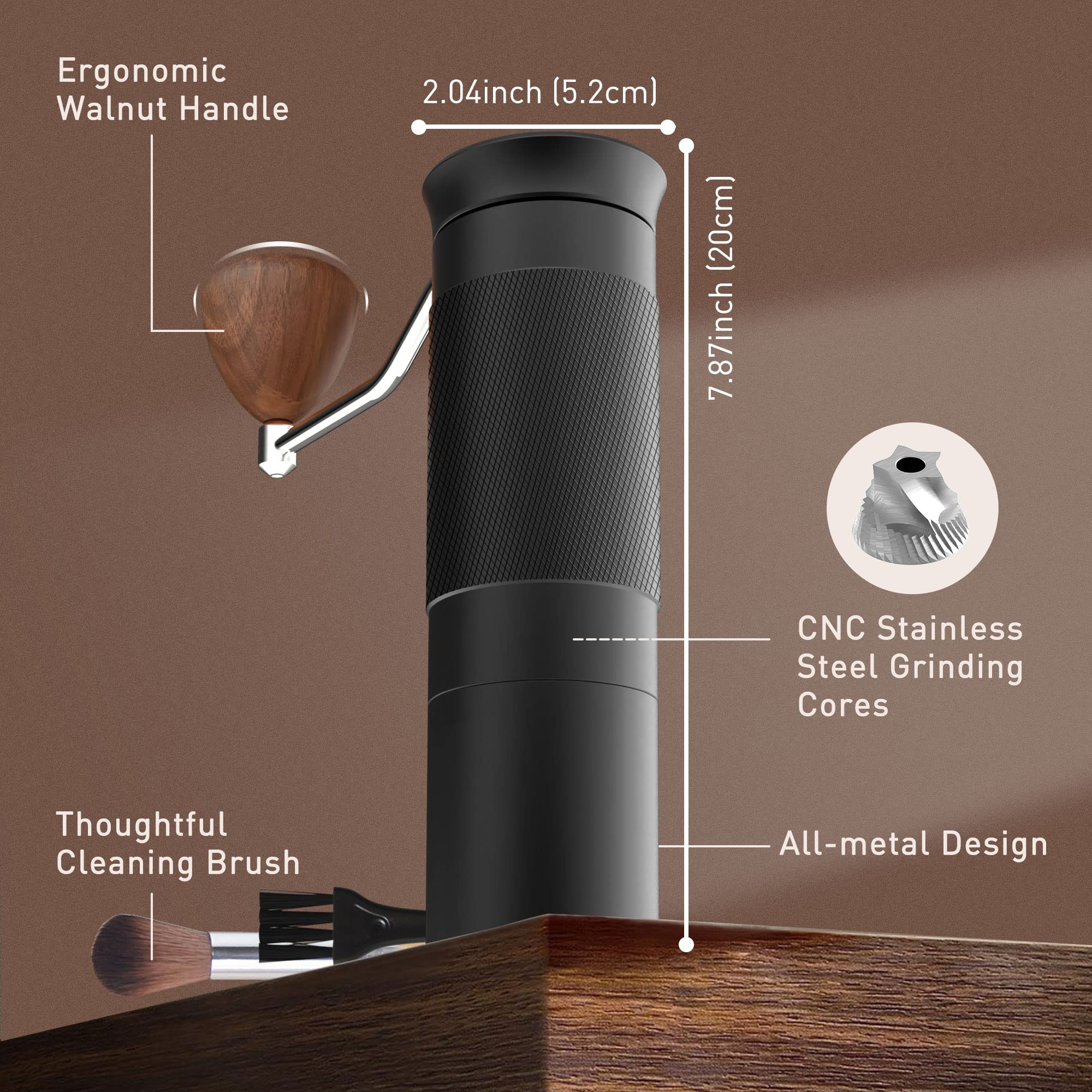Kitchenboss Manual Coffee Bean Grinder: Coffee Hand Grinder 25G Capacity With Stainless Steel Conical Burr Coffee Grinders, Fine