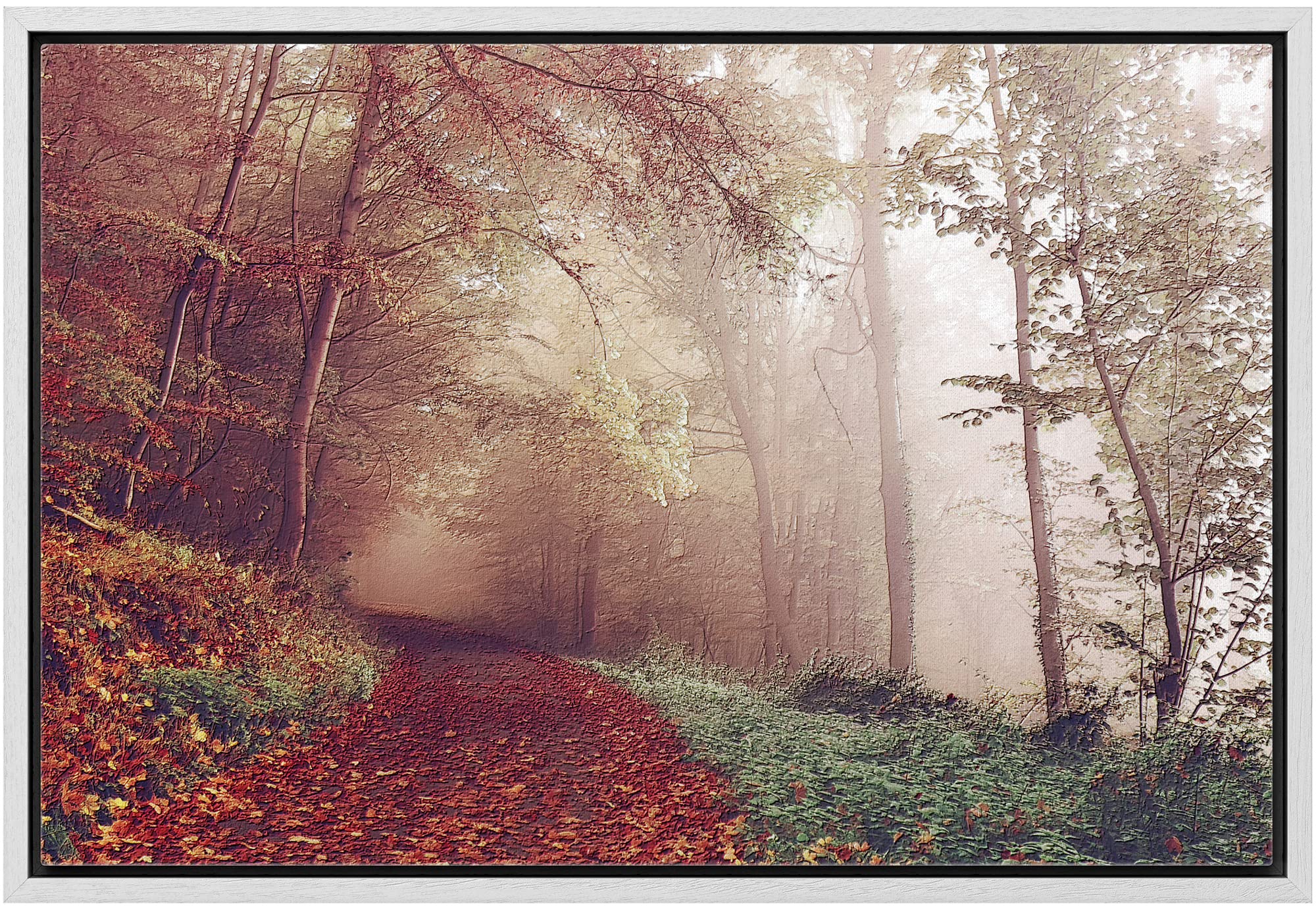 Wall26 Framed Canvas Print Wall Art Path In The Red Pine Tree Forest Nature Wilderness Photography Modern Art Rustic Scenic Colo