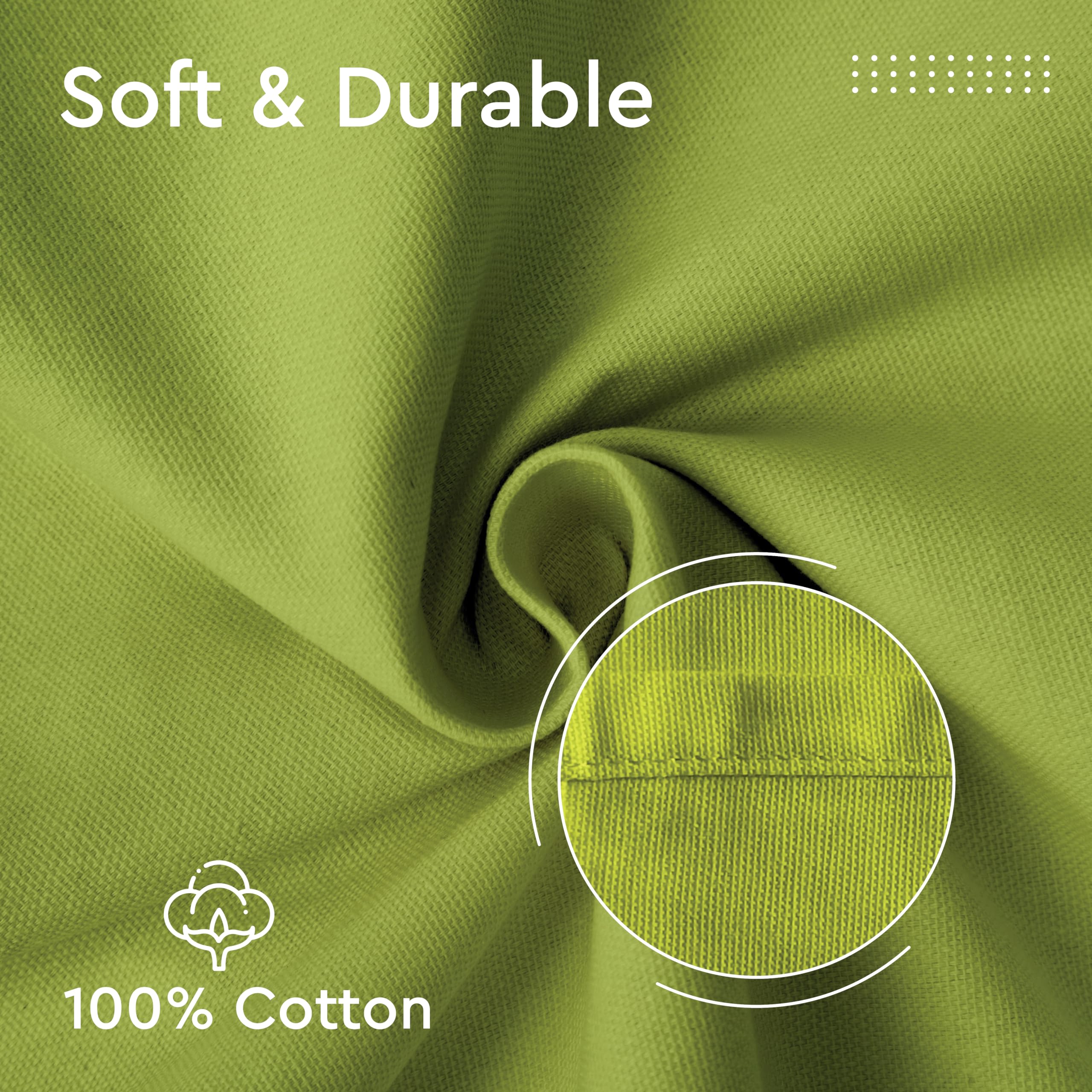 Encasa Cotton Cloth Napkins | Set Of 12 | Size 17 ''X17 '' | Lime Green Solid Color | Machine Washable