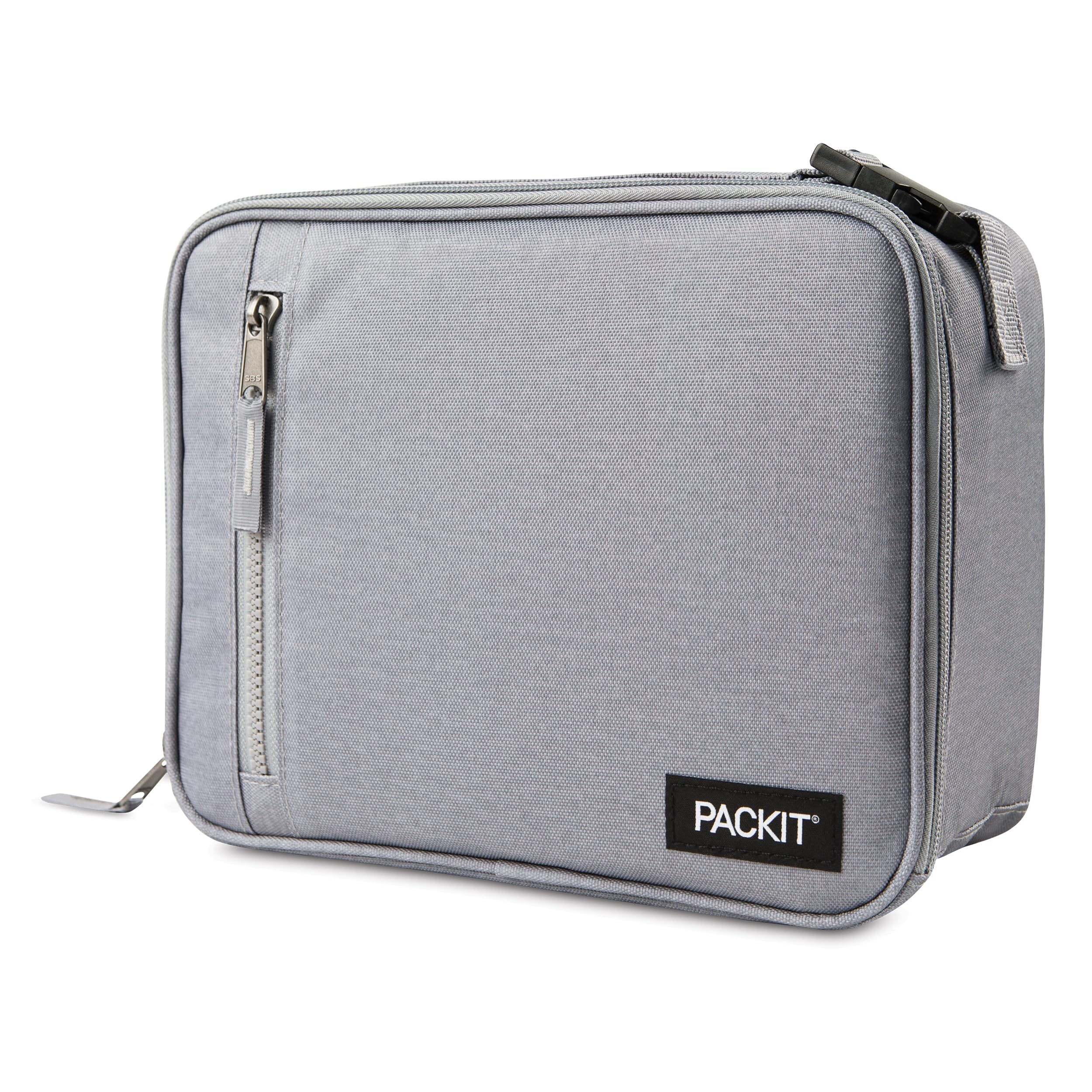 Packit Freezable Classic Lunch Box, Gray Fog, Built With Ecofreeze Technology, Collapsible, Reusable, Zip Closure With Front Poc