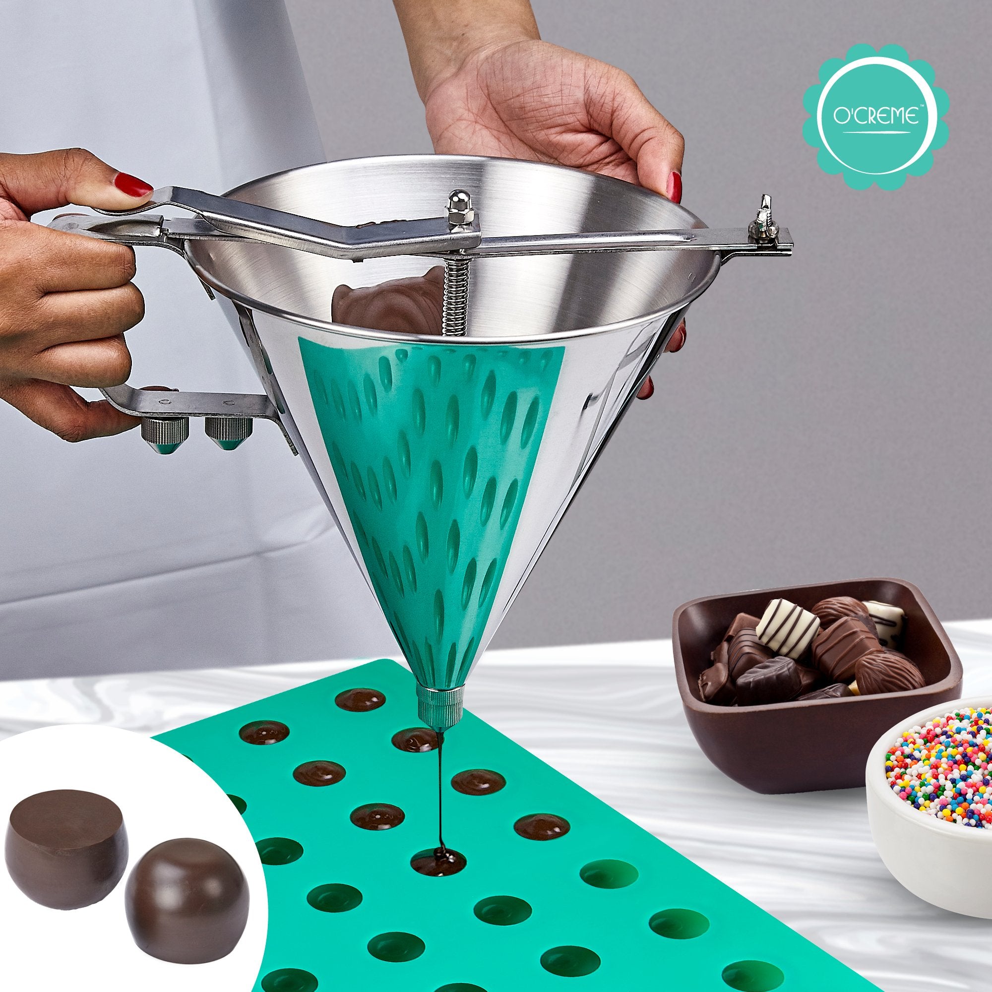 O'Creme Round Silicone Mold For Chocolate Truffles, Ganache, Jelly, Pralines And Caramels (25Mm Diameter X 25Mm High)