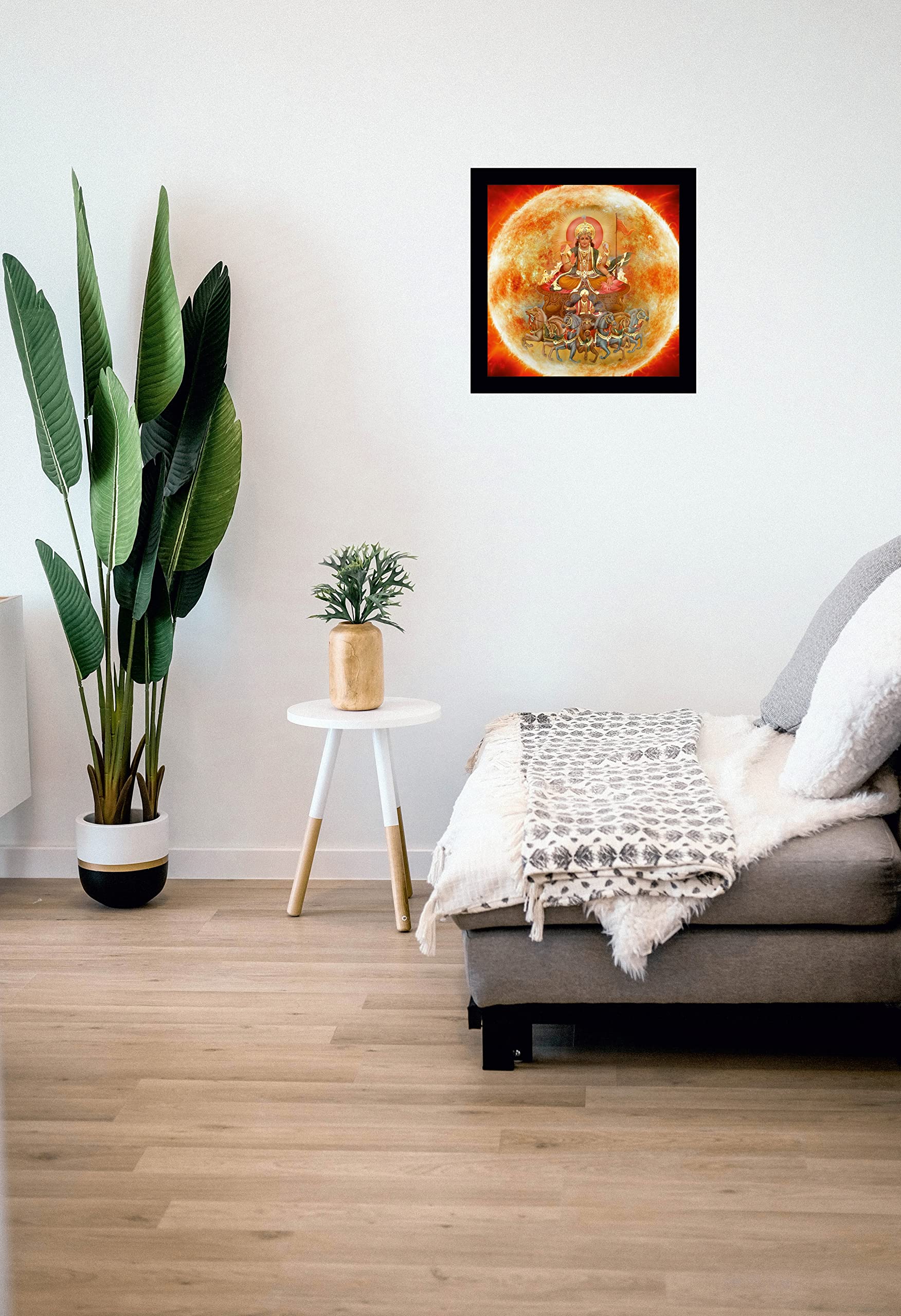 AGRADA - Framed Surya Bhagwan Picture Painting for Home, Office, Puja Room Wall Decor in Home Decorative Gift Item Digital Repri