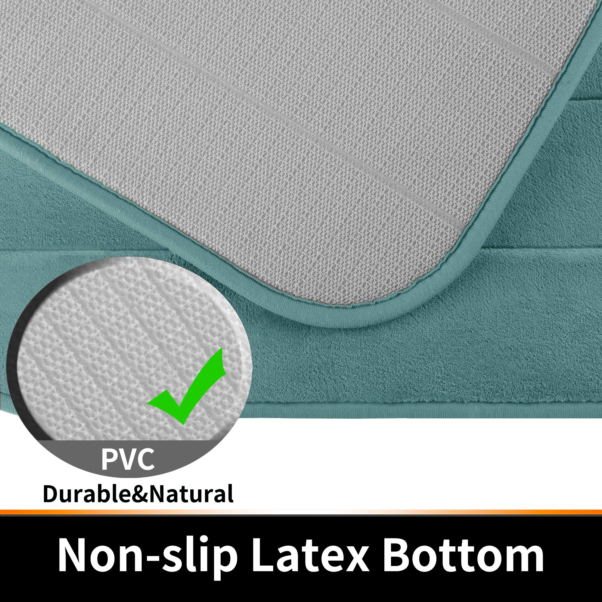 Yimobra Memory Foam Bath Mat Large Size  24 x 17 Inches  Soft and Comfortable  Super Water Absorption  Non-Slip  Thick  Machine Wash  Easier to Dry for Bathroom Floor Rug  Eggshell Blue