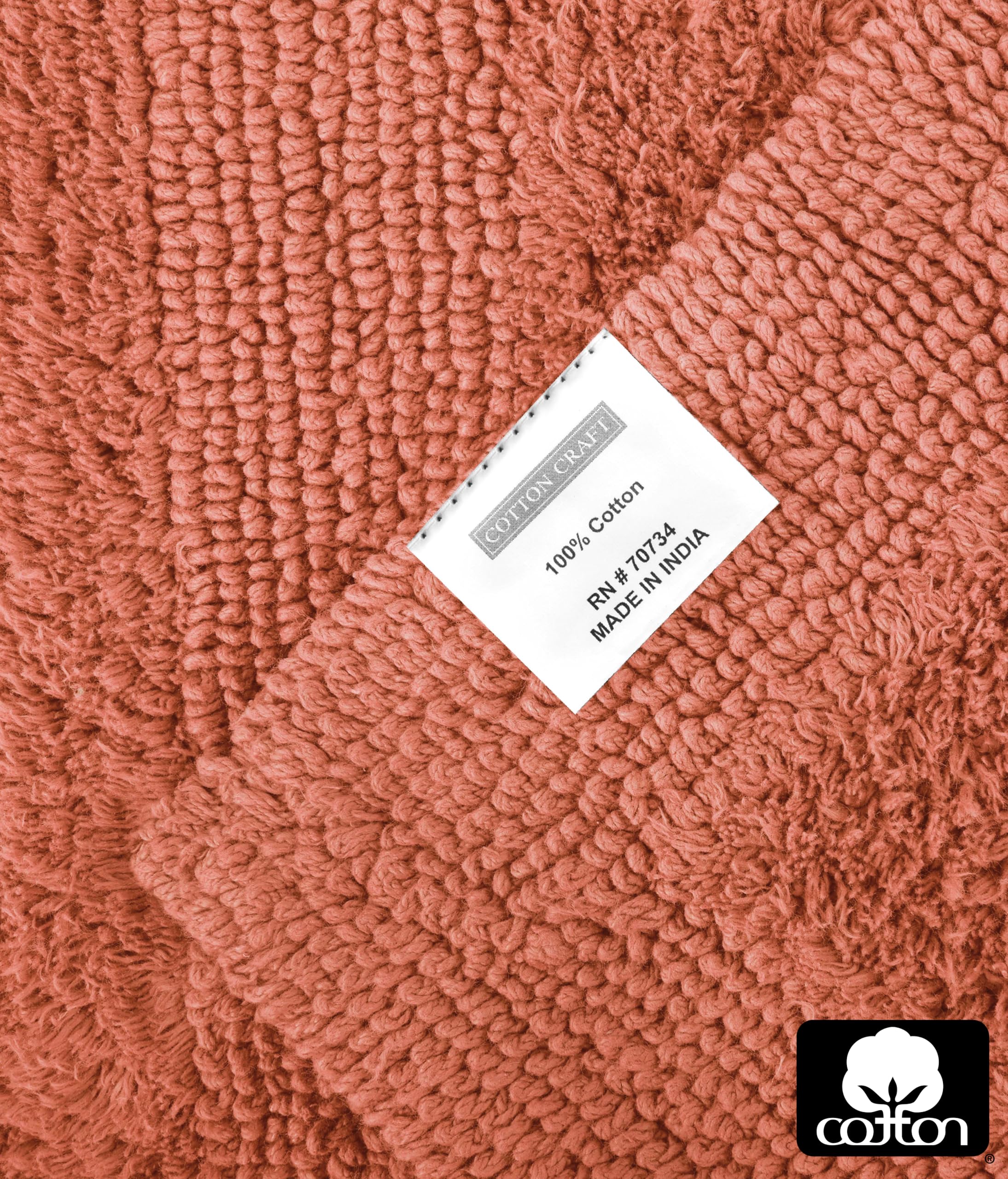 Cotton Craft Luxurious Bath Mat Rug - Set Of 2 Reversible Heavyweight Step Out Bath Mats For Bathroom Floor, Tub And Shower - Pu