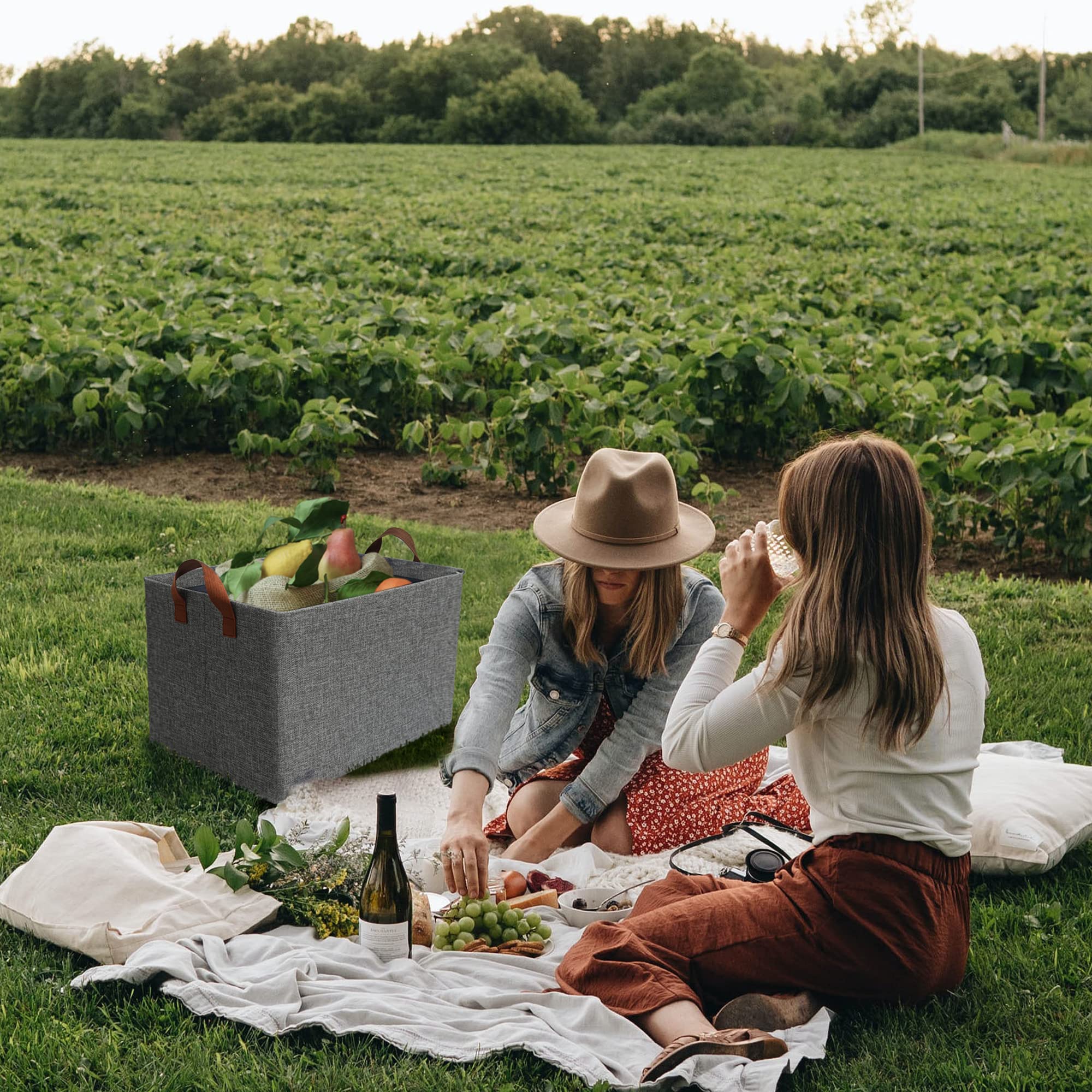 GRANNY SAYS Storage Baskets for Shelves  Extra Large Closet Storage Bins with Metal Frame  Fabric Storage Bins  Storage Containers for Organizing  Gray Clothing Bins for Dorm Closet Room  2-Pack