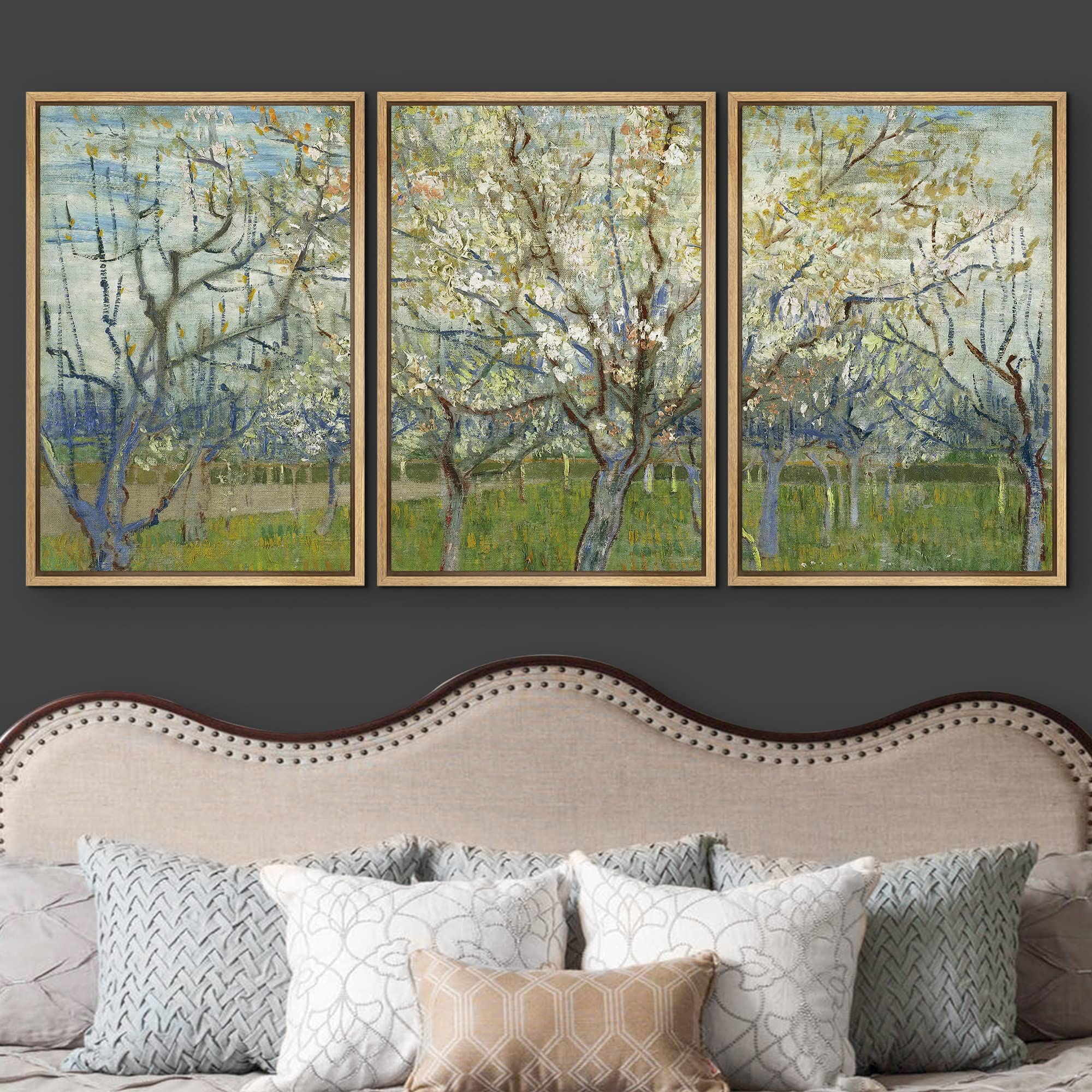 Wall26 Framed Canvas Print Wall Art Set The Pink Orchard Vincent Van Gogh Classical Illustrations Fine Art Decorative Historic F
