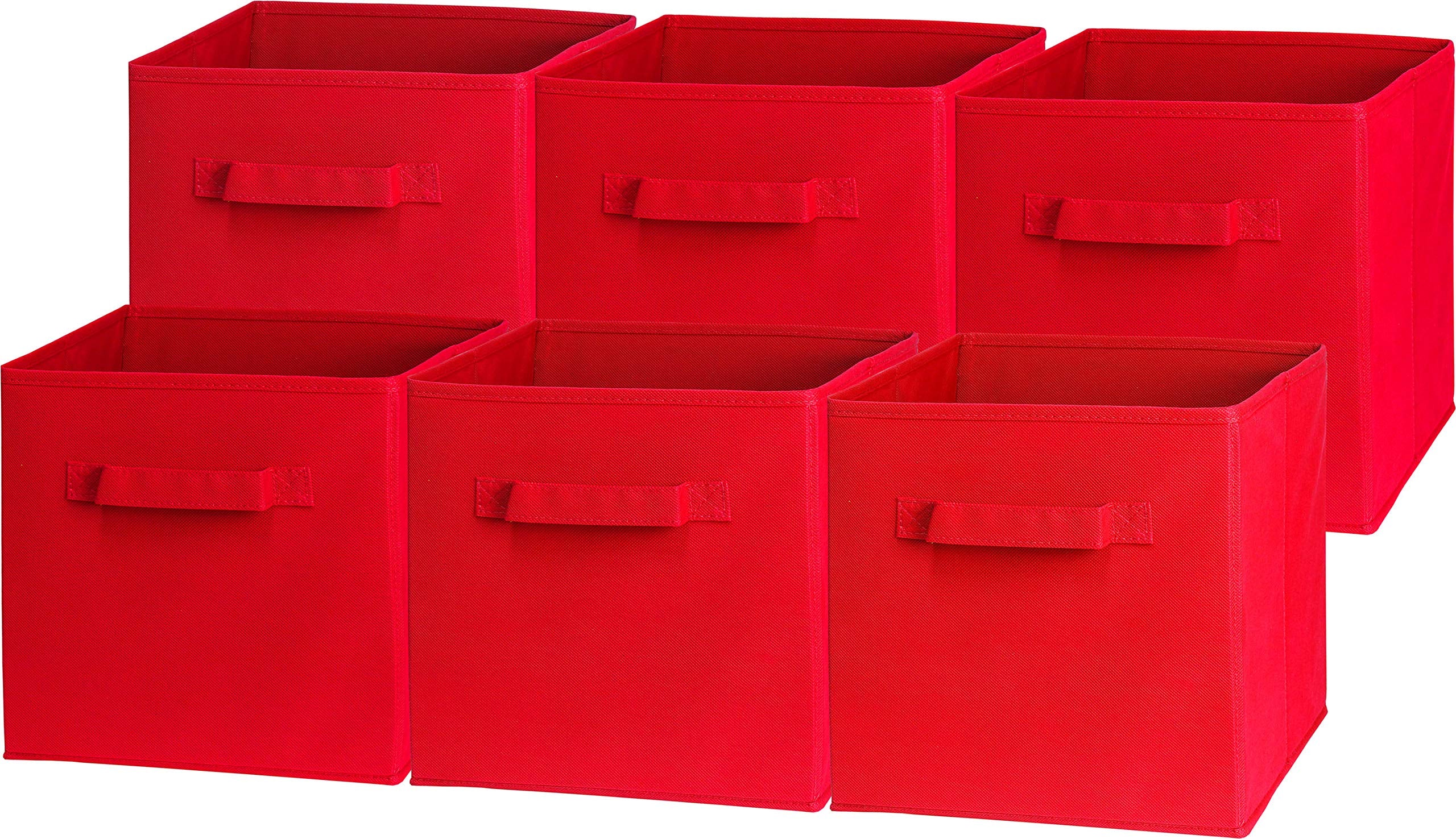 Simple Houseware Foldable Cube Storage Bin, Red - 6 Pack