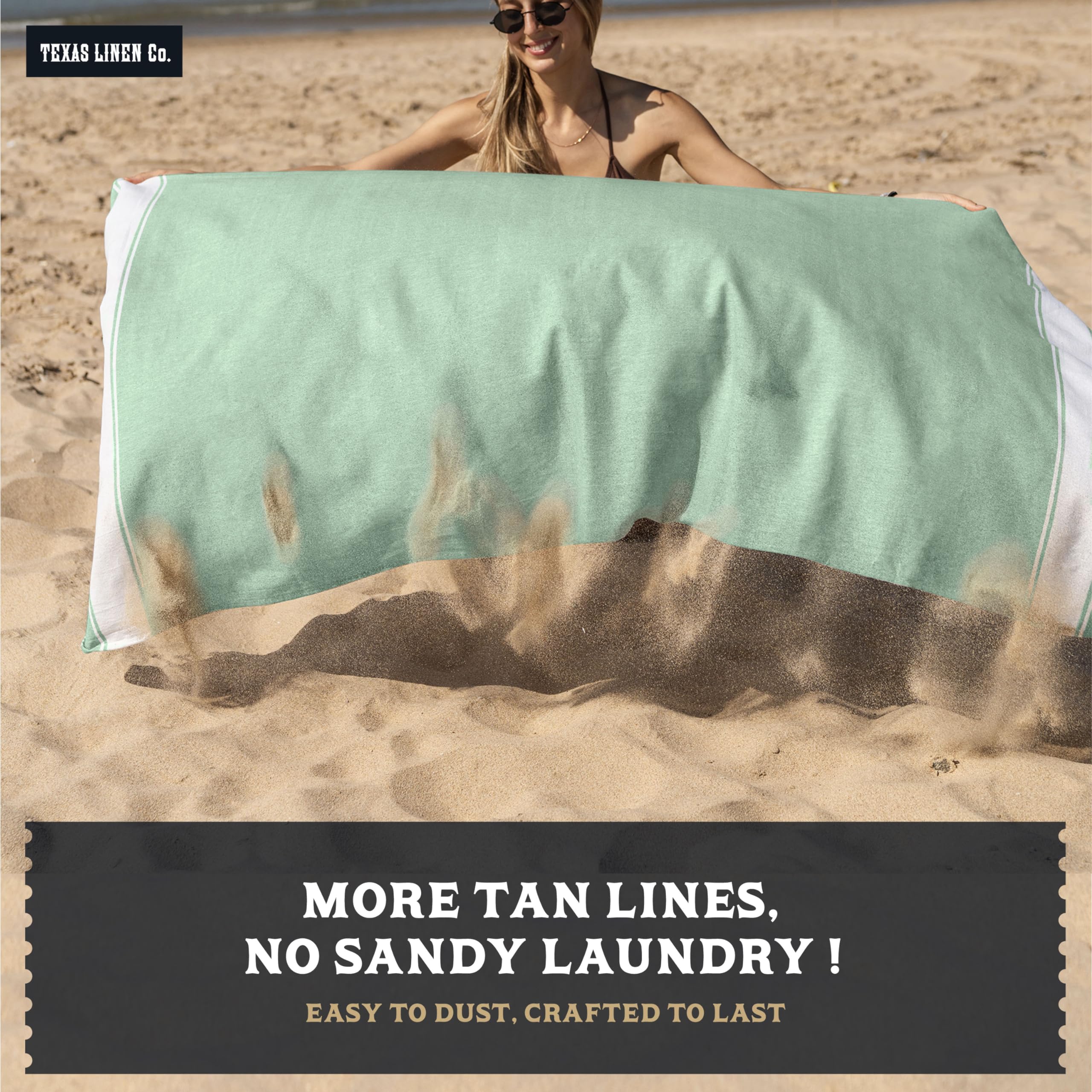 Texas Linen Co. Turkish Cotton Beach Towels 2 Pack - 39'' X 71'' Quick Dry Sand Free Beach Towels For Adults - Oversized, Lightw