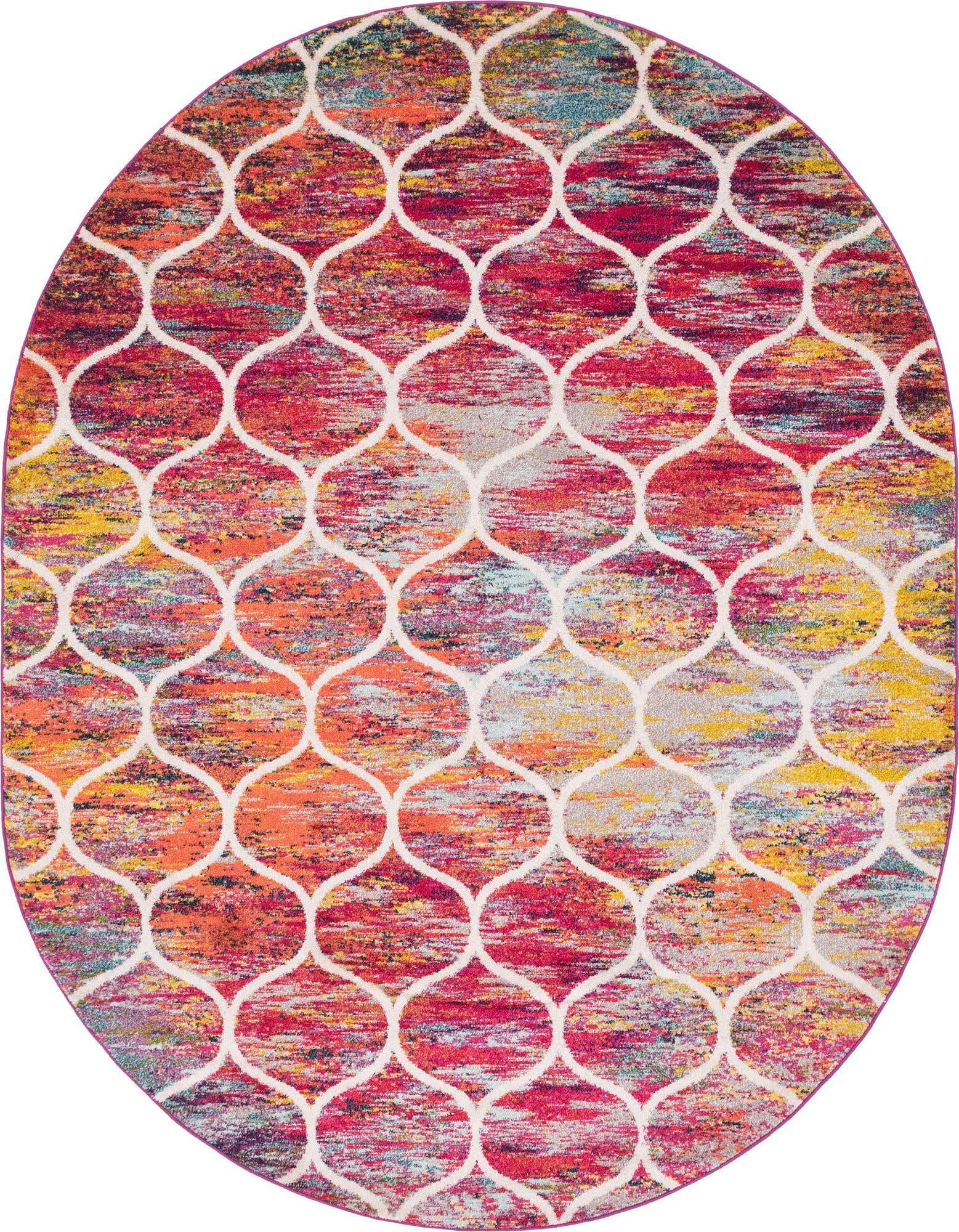 Unique Loom Trellis Frieze Collection Area Rug - Rounded (7 10 x 10 Oval, Multi/ Black)