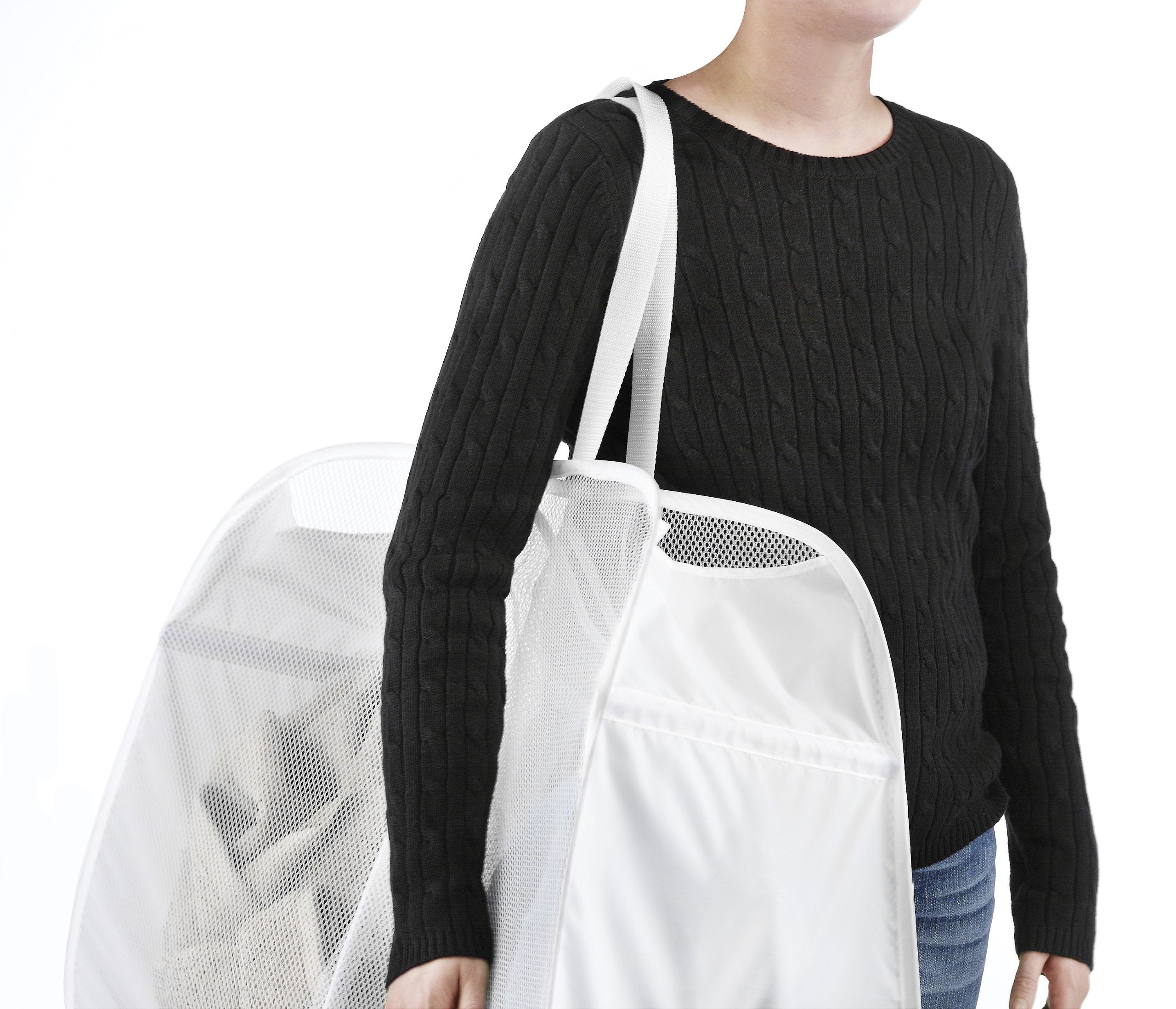 6337356 POP N' FOLD HAMPER WHITE Whitmor Pop N' Fold White Duramesh Nylon Hamper (Pack of 1)