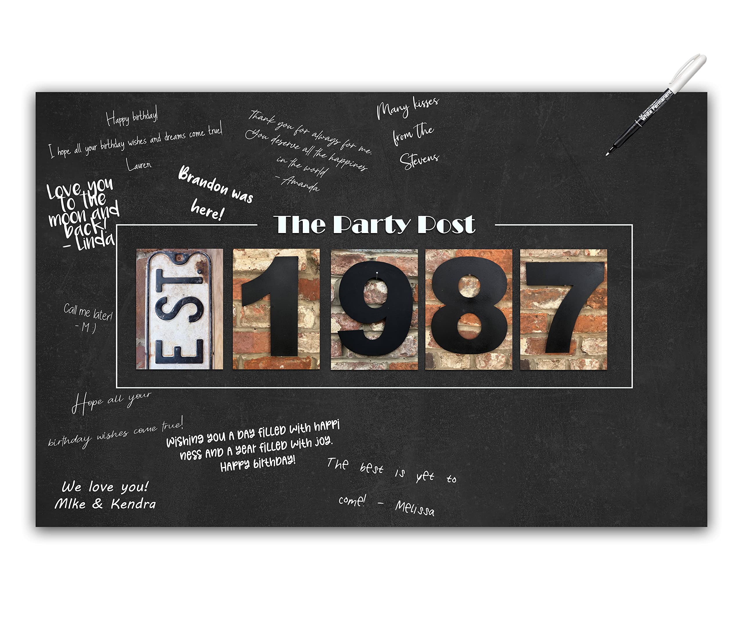 37Th Birthday Party Decorations - Chalkboard Guest Book Alternative Poster. 11X17 Party Sign For Him Or Her Turning 37 Years Old