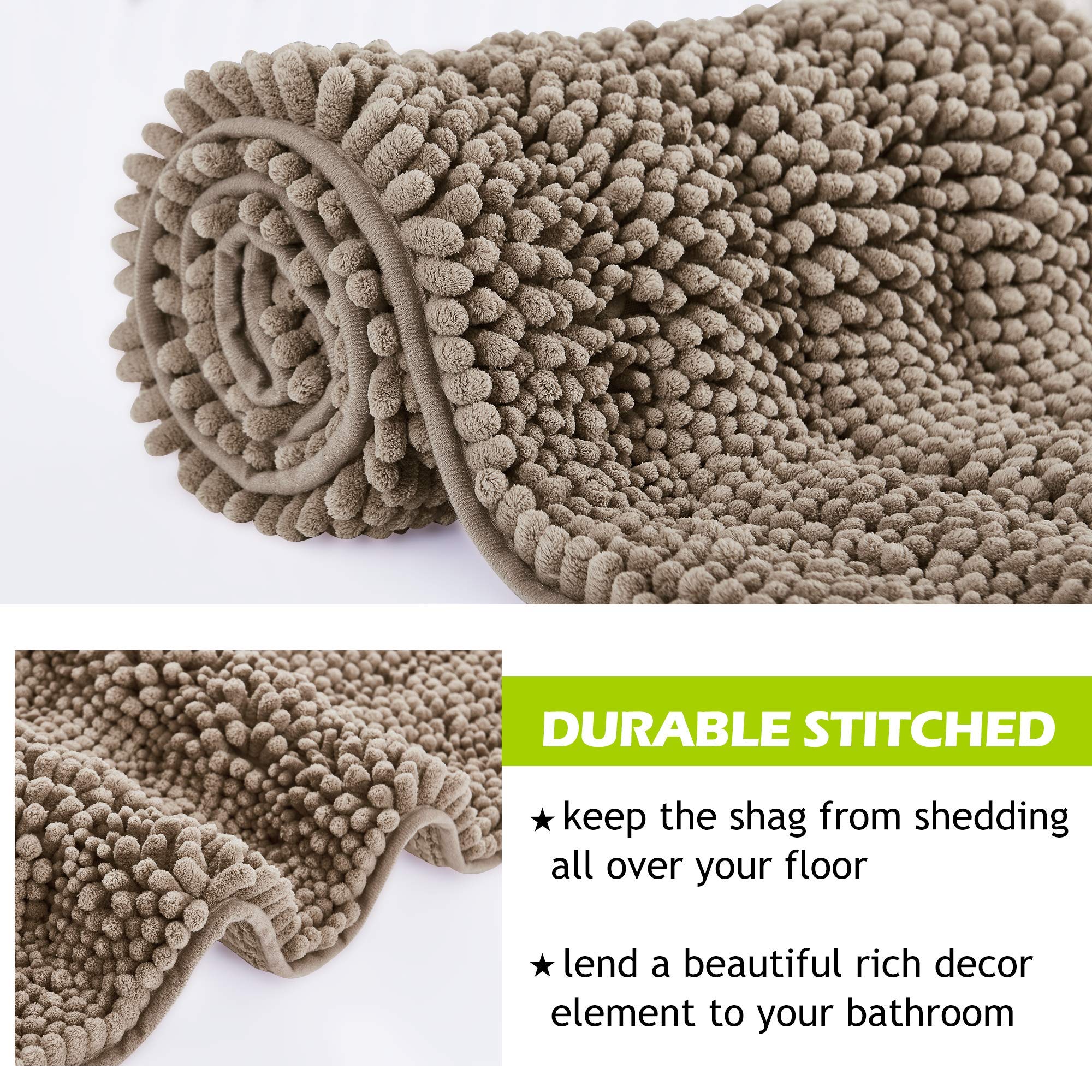 Kgorge Washable Kitchen Rugs - Anti-Slip Absorbent Shaggy Quick Drying Plush Ultra Soft Black Small Bath Mat Floor Mats For Bath