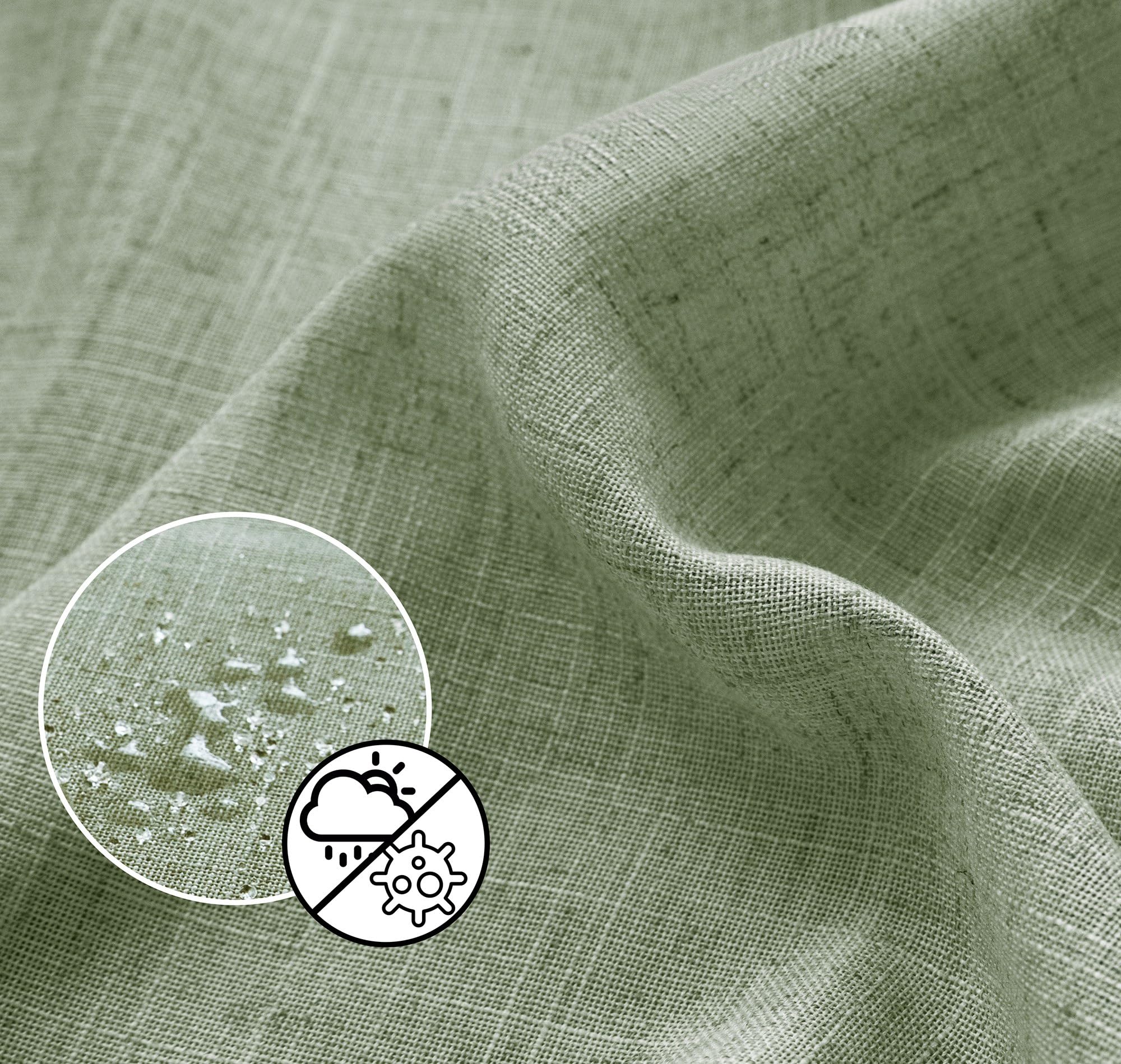 Koufall Sage Green Linen Shower Curains 84 Inch Length For Bathroom,Extra Long Curtain Liner Set With Hooks