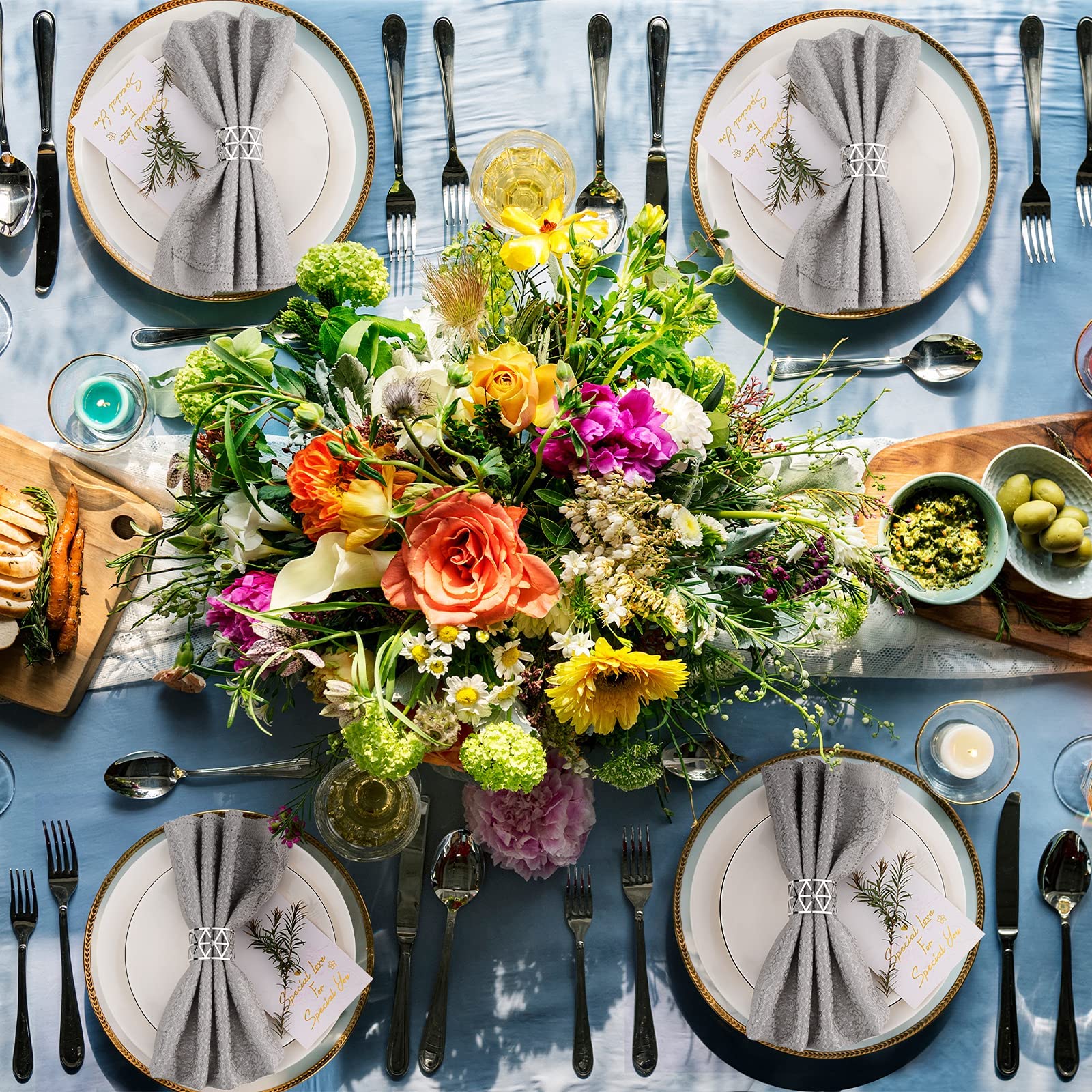 12 Pcs Silver Napkin Rings Set Napkin Holders Metal Napkin Ring For Dinning Table Decor Farmhouse Napkin Ring For Wedding Birthd