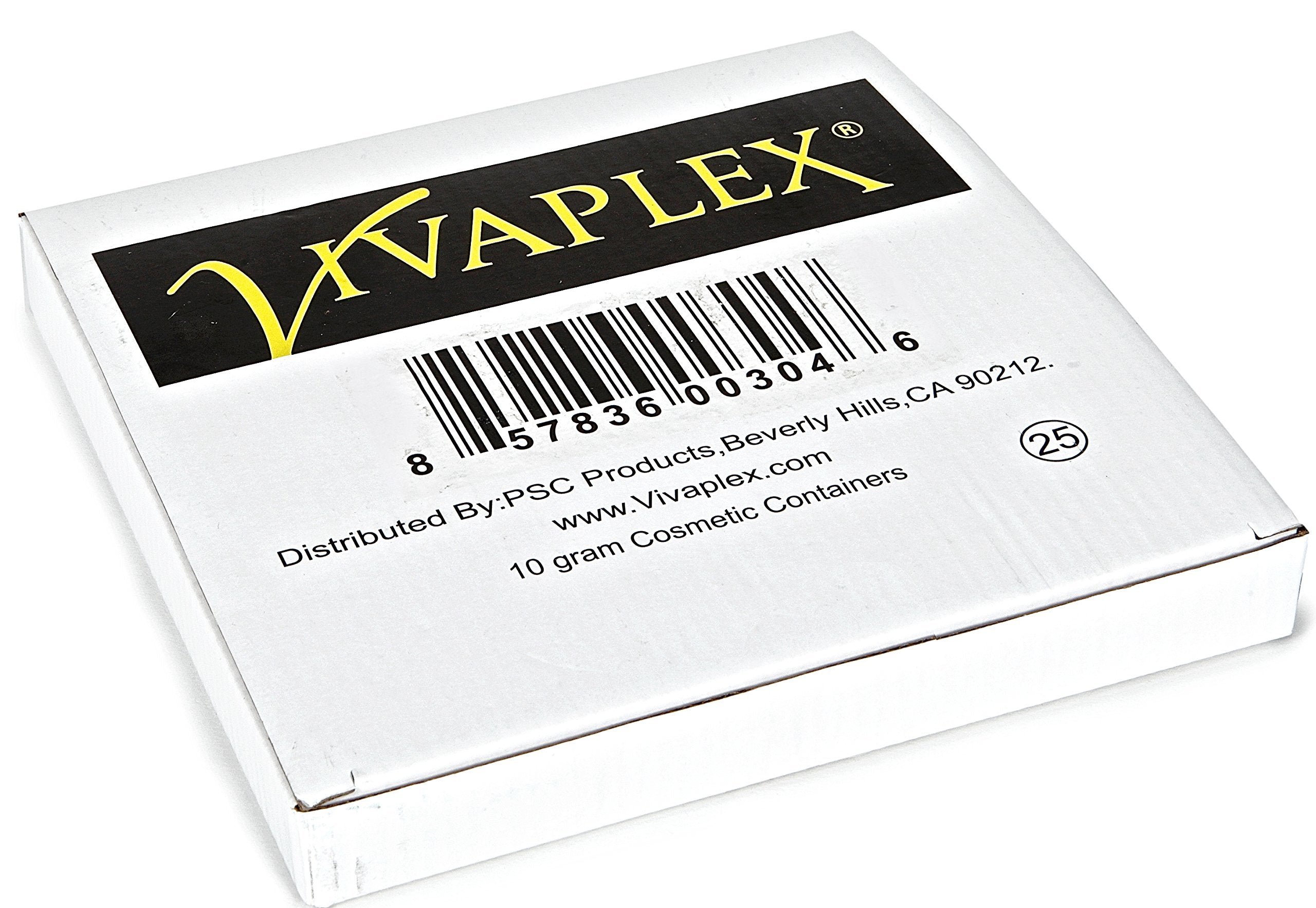 Vivaplex, 25 Clear, 10 Gram Plastic Pot Jars, Cosmetic Containers, With Lids.