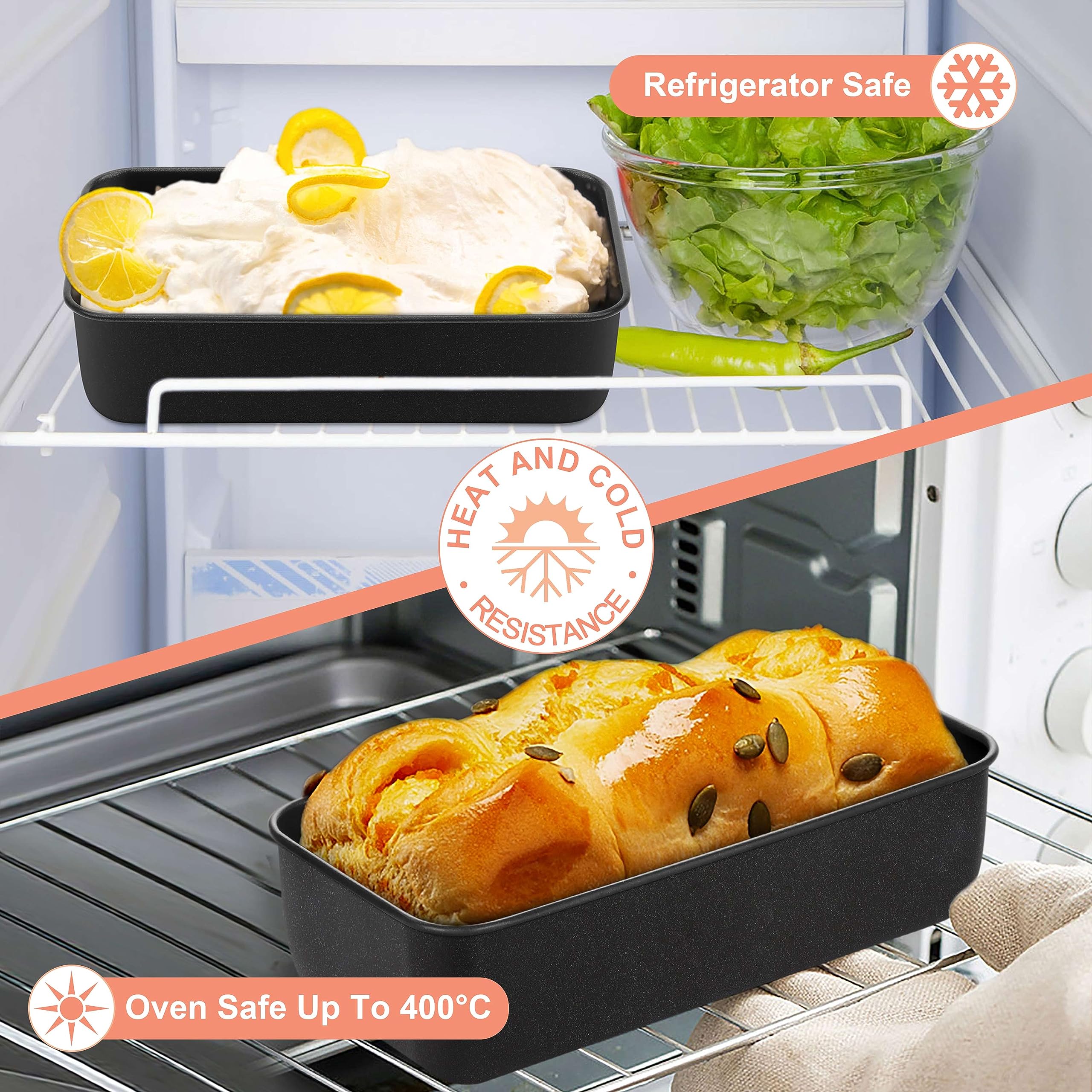 Herogo Non-Stick Loaf Pan Set Of 4, Stainless Steel Rectangle Bread Loaf Pans For Baking Bread Meatloaf Brownie Lasagna, 9 X 5 I
