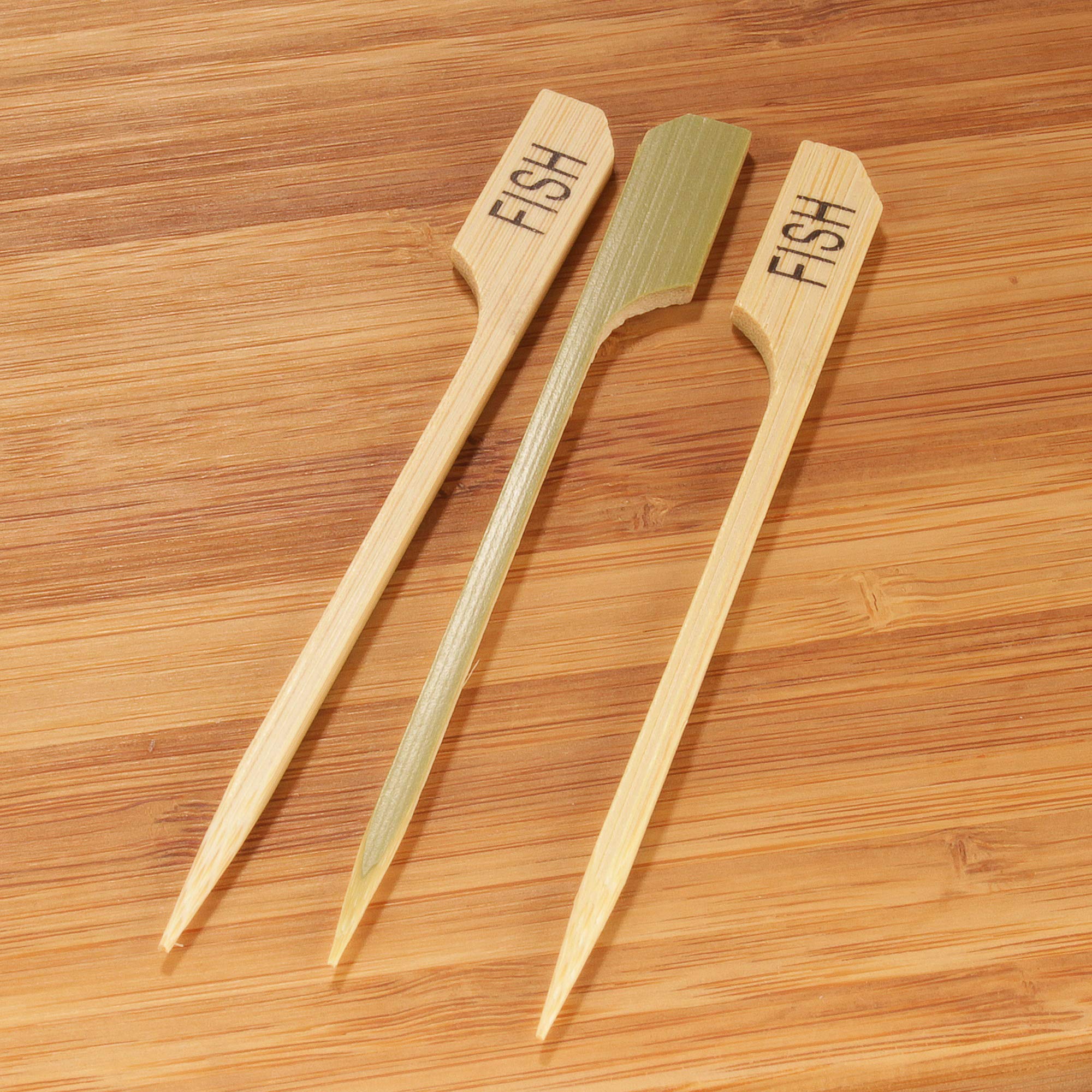 Bamboomn - Fish Label Marker Bamboo Paddle Pick - 3.5'' (8.9Cm) - 100 Pieces