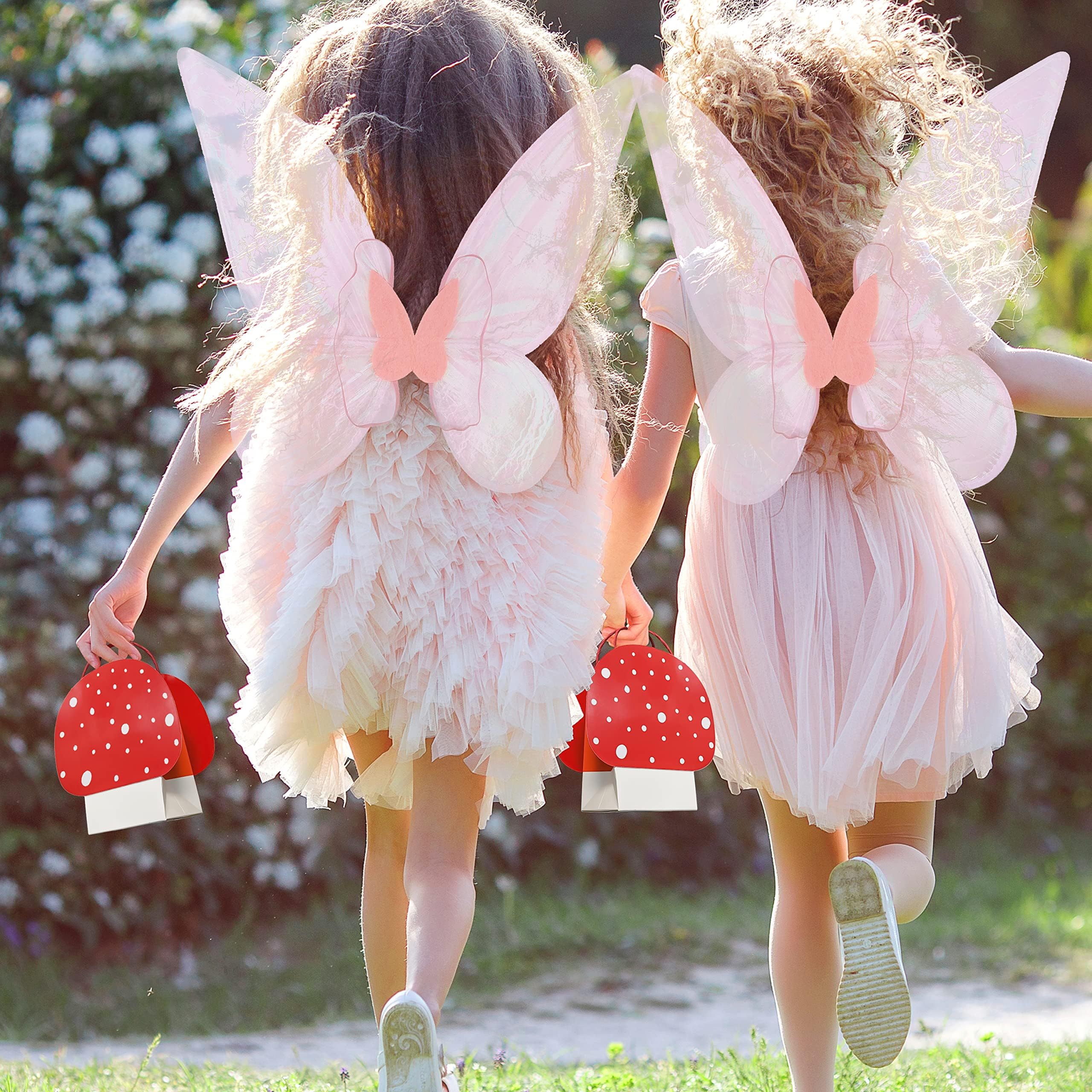 Cheerland Red Mushroom Gift Bag Set Small Toadstool Mushroom Shaped Bag For Girls Birthday Party Favor Baby Shower Party Supplie