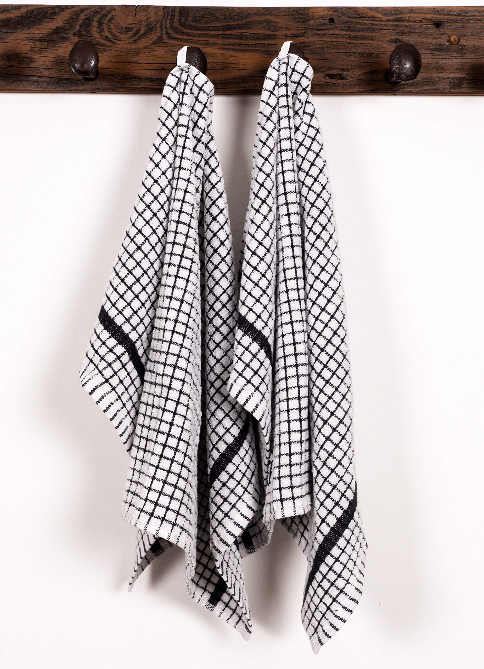 Laprima Shops Set Of 2 Terry Kitchen Towels, 20 X 30-Inch 100-Percent Cotton (Black)